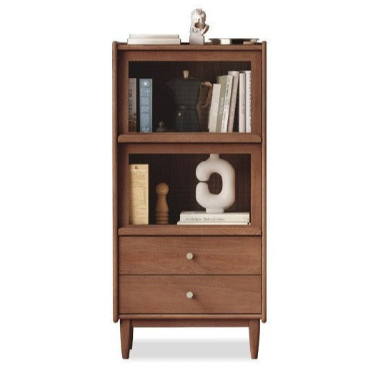 Oak solid wood flip door side cabinet LED light"