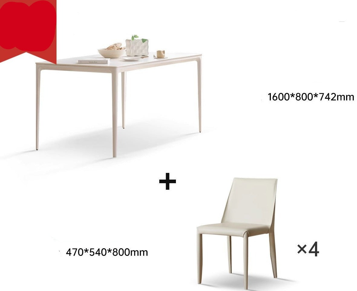Iron-cream rock slab dining table"