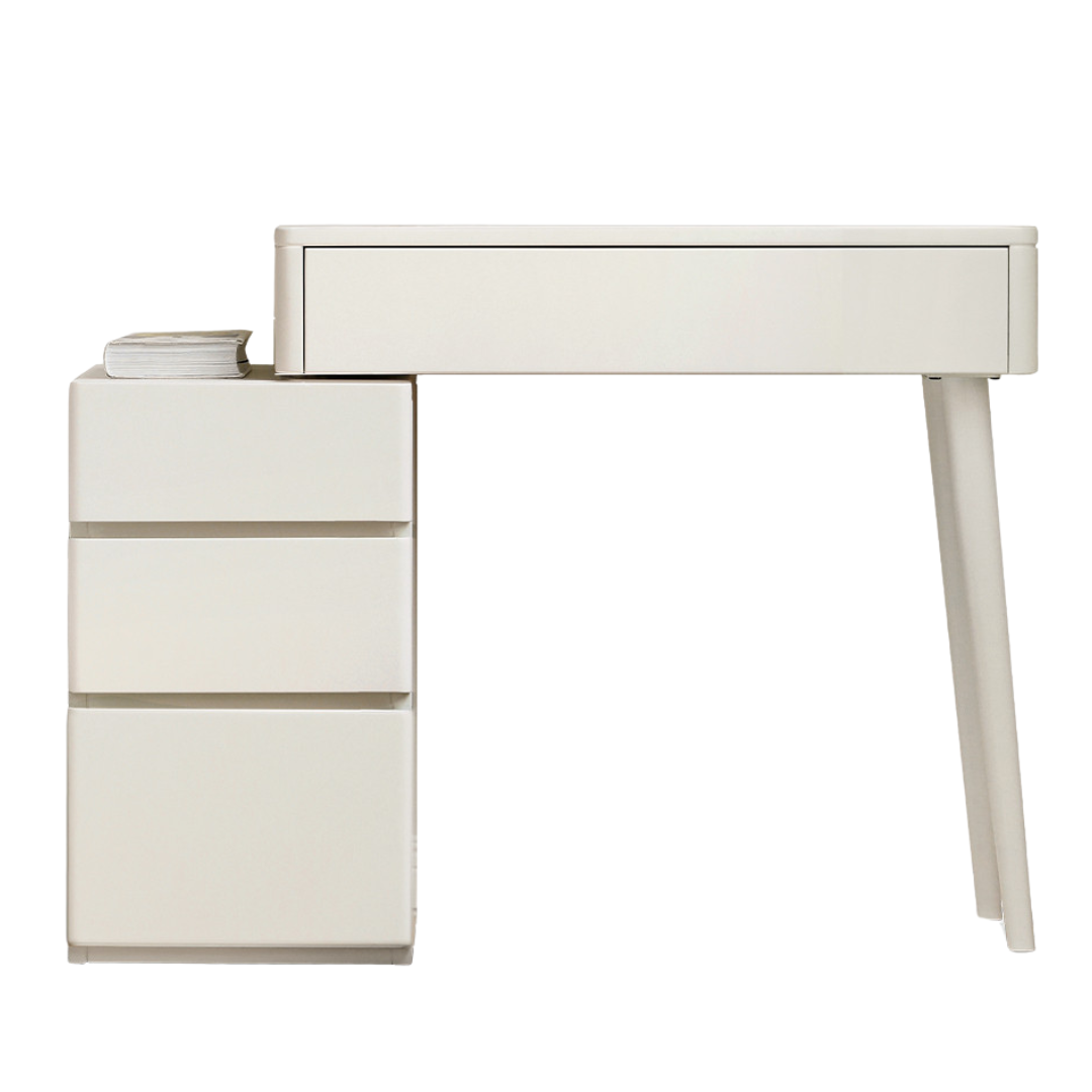 Solid RubberWood Telescopic Vanity Table + LED Makeup Mirror