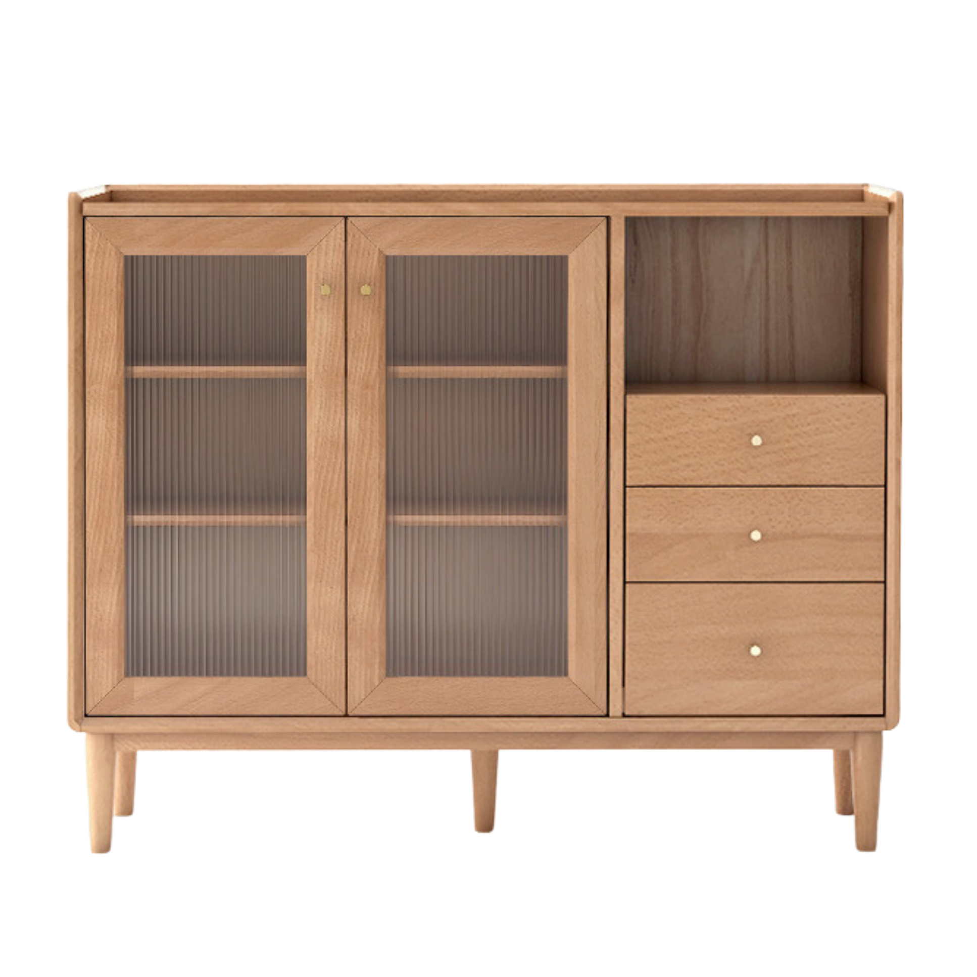 Oak, Ash, Black Walnut, Cherry, Beech Solid Wood, Solid RubberWood Ultra-thin Sideboard Sliding Door