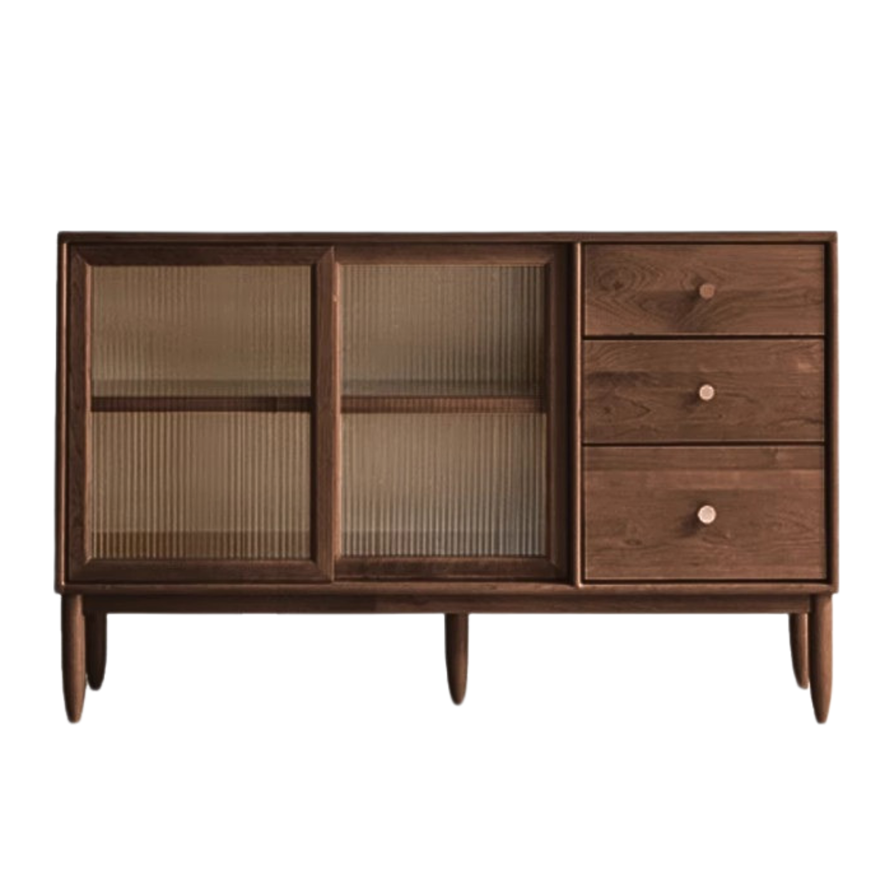 Black Walnut Solid Woof Sideboard Integrated High Cabinet Glass