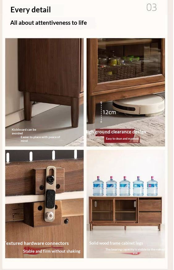 Black Walnut Solid Wood Italian-Style Sideboard – Sleek Buffet Cabinet