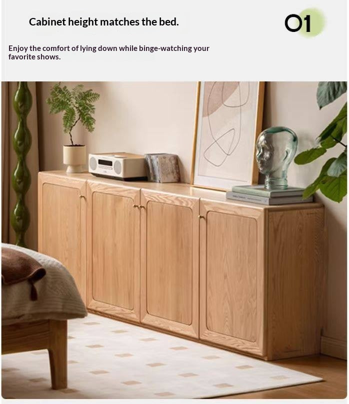 Oak Solid Wood Modern Floor Storage TV Cabinet.