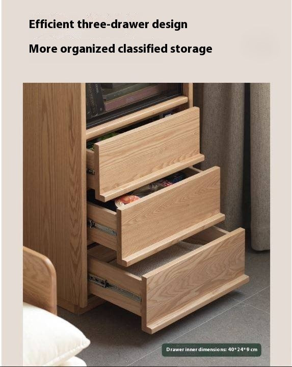 Ash Solid Wood Modern Side Cabinet.