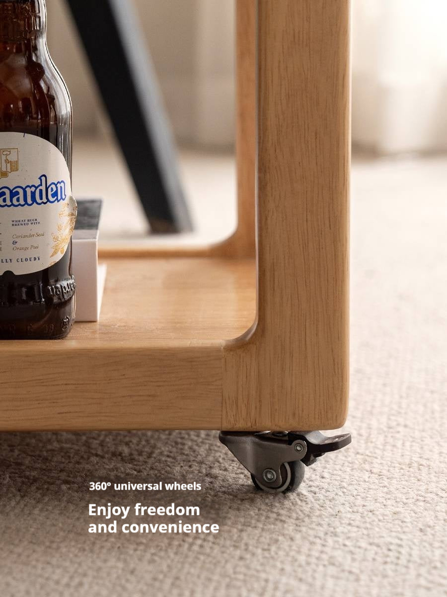 Solid Rubberwood Movable Tea Cabinet.