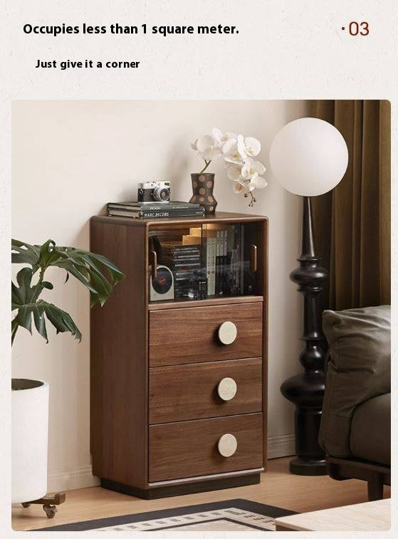 Black Walnut Solid Wood Retro Side Cabinet