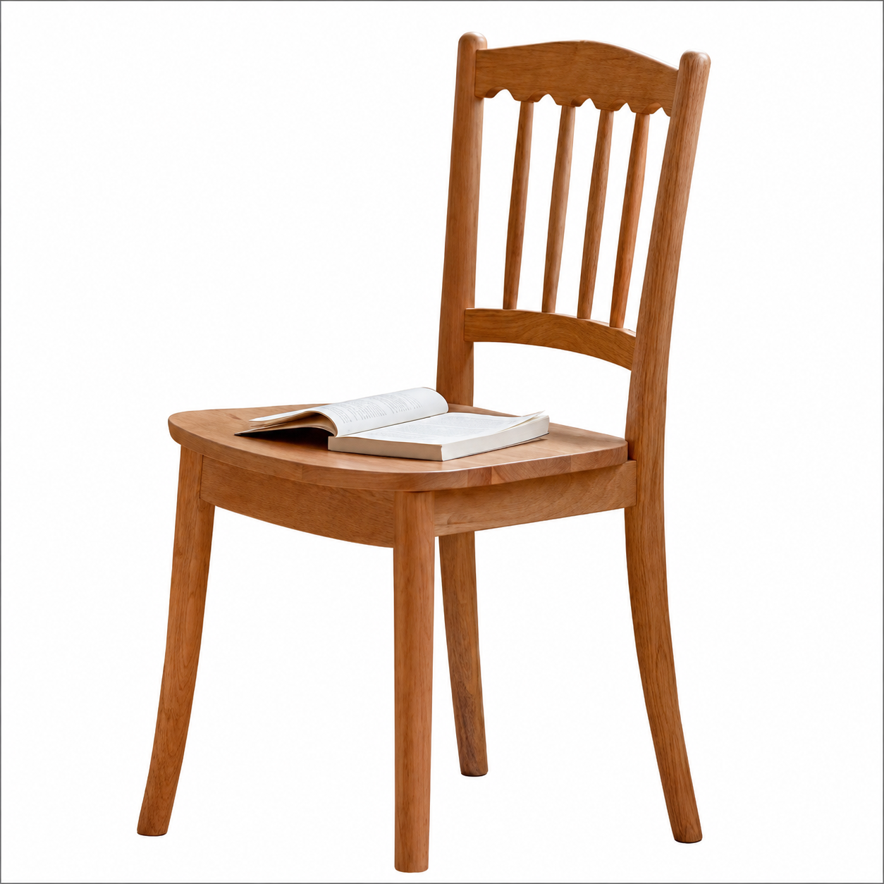 Cherry Solid Wood Spindle Back Dining Chair with Saddle Seat