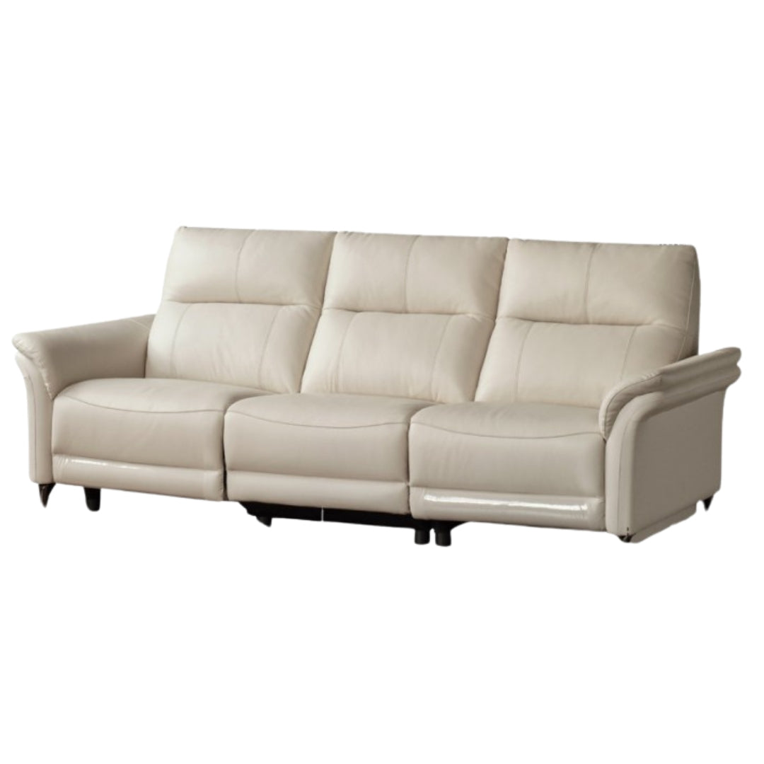 Pine Solid Wood Leather Sofa Cream Style Functional Electric
