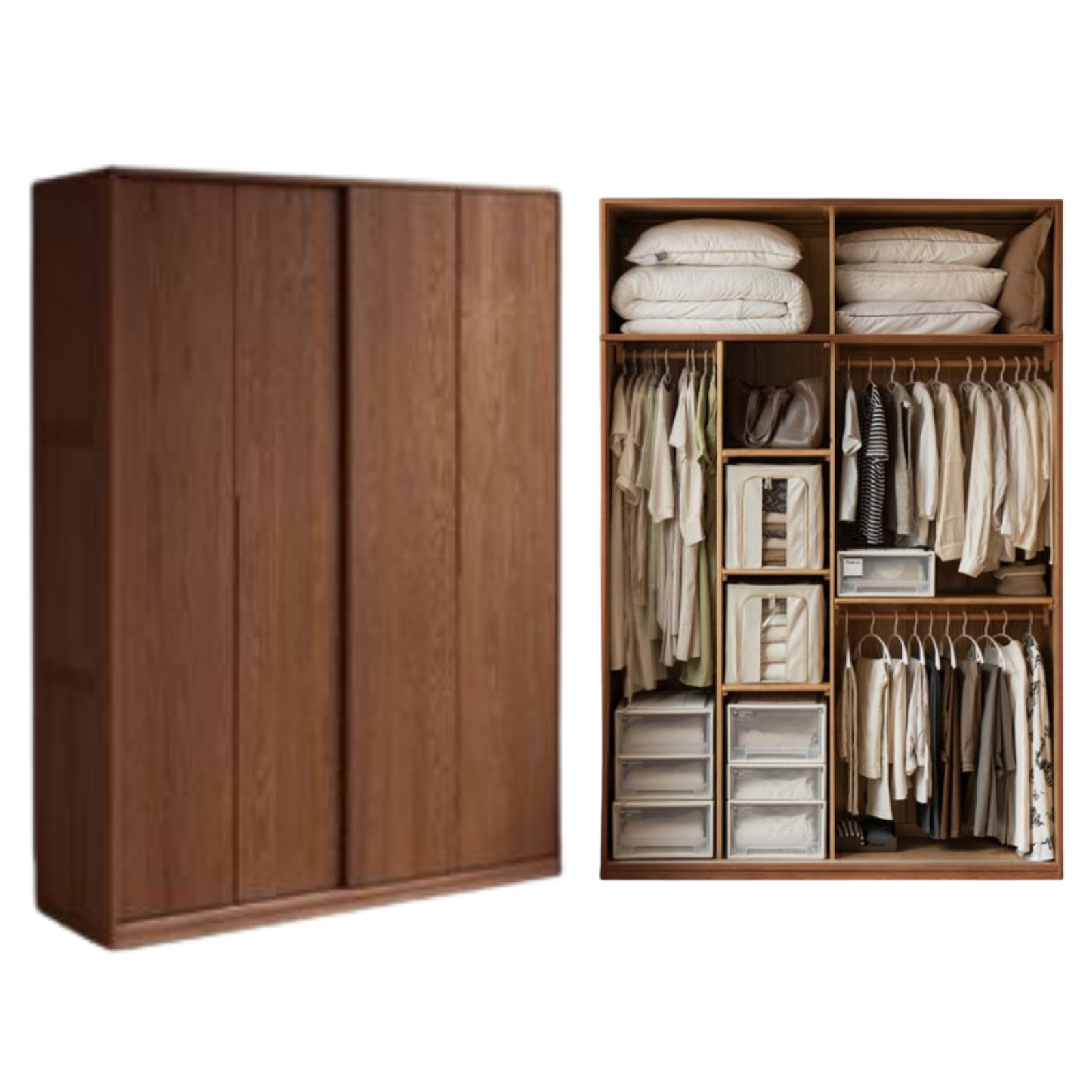 Oak Solid Wood Modern Style Wardrobe