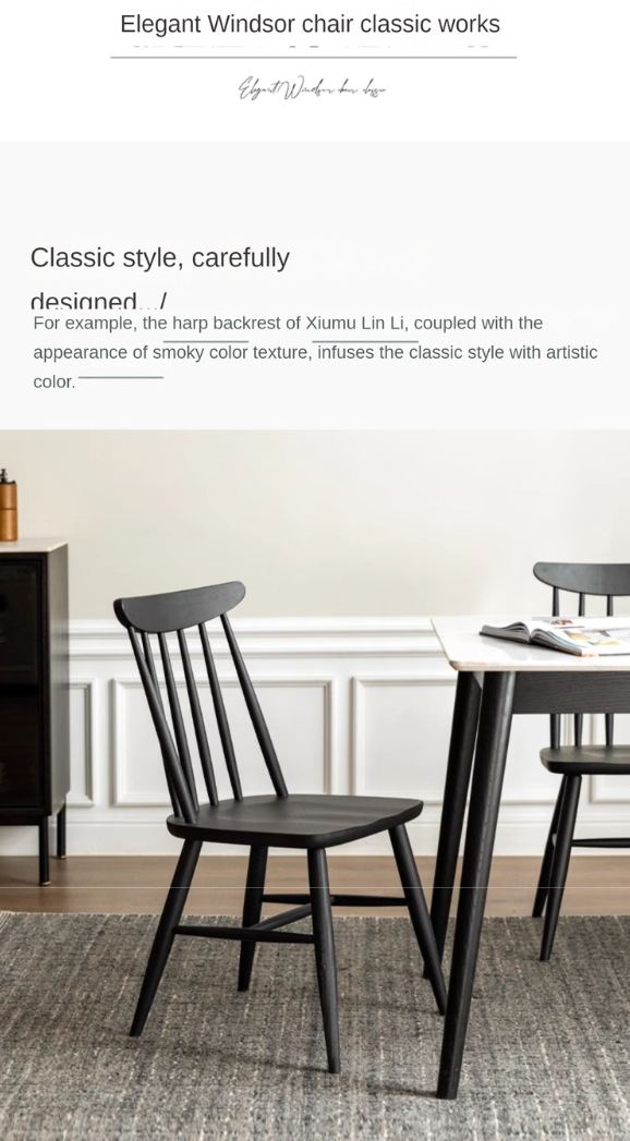 4 Pcs Oak Solid Wood Windsor Smoked Dining Chair