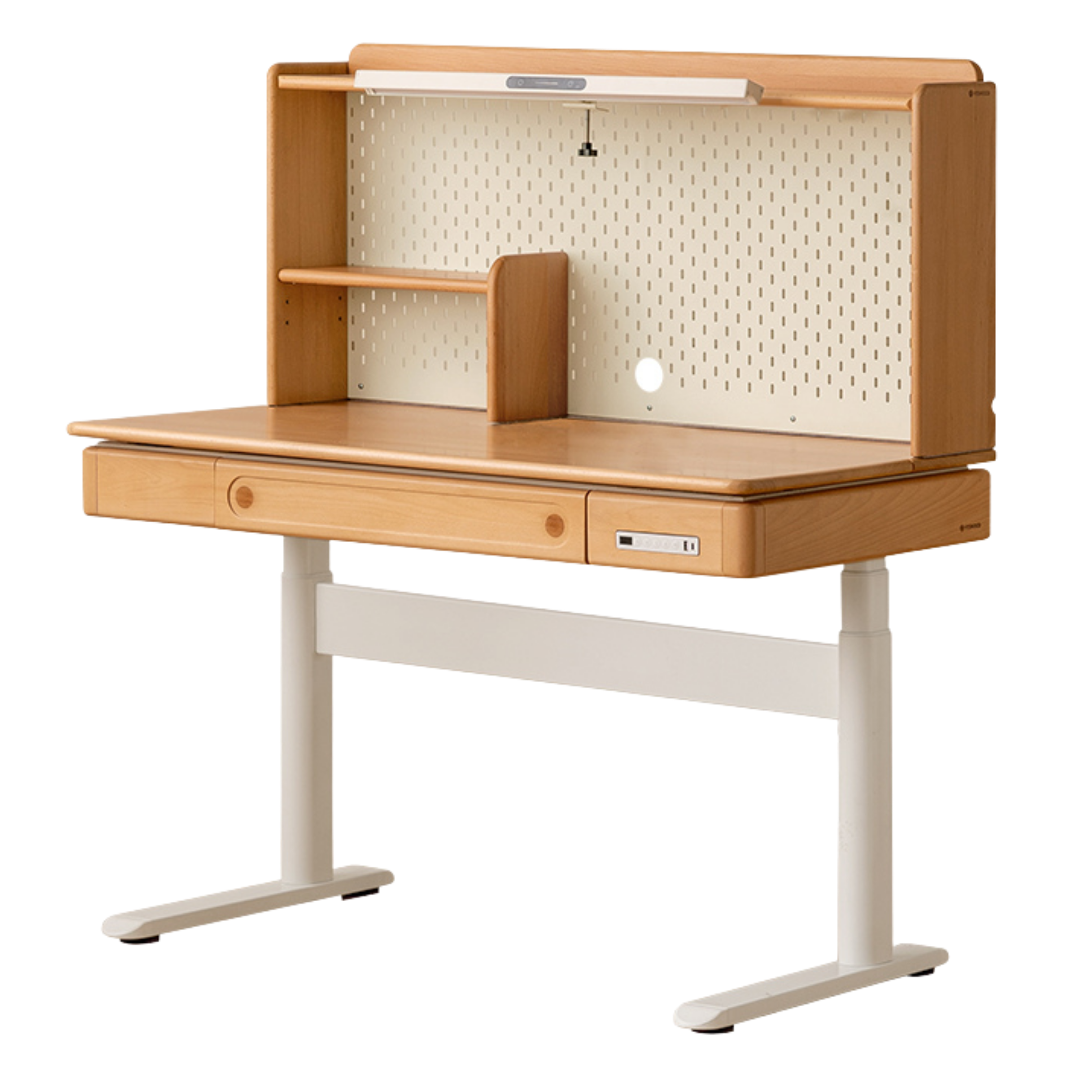 Beech Solid Wood Children's Study Desk with Electric Lift