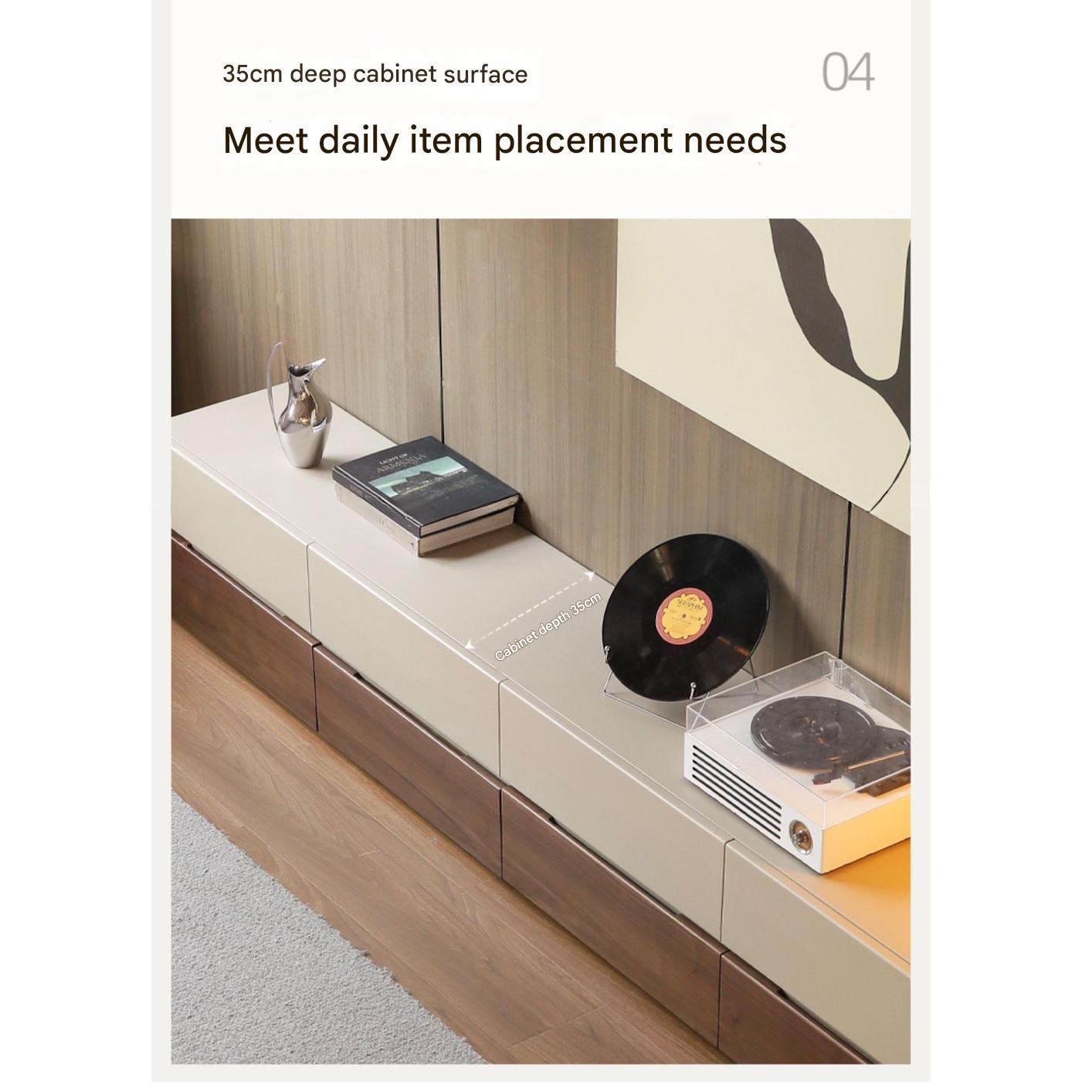 Black Walnut Solid Wood Italian Light Luxury Floor TV Cabinet.