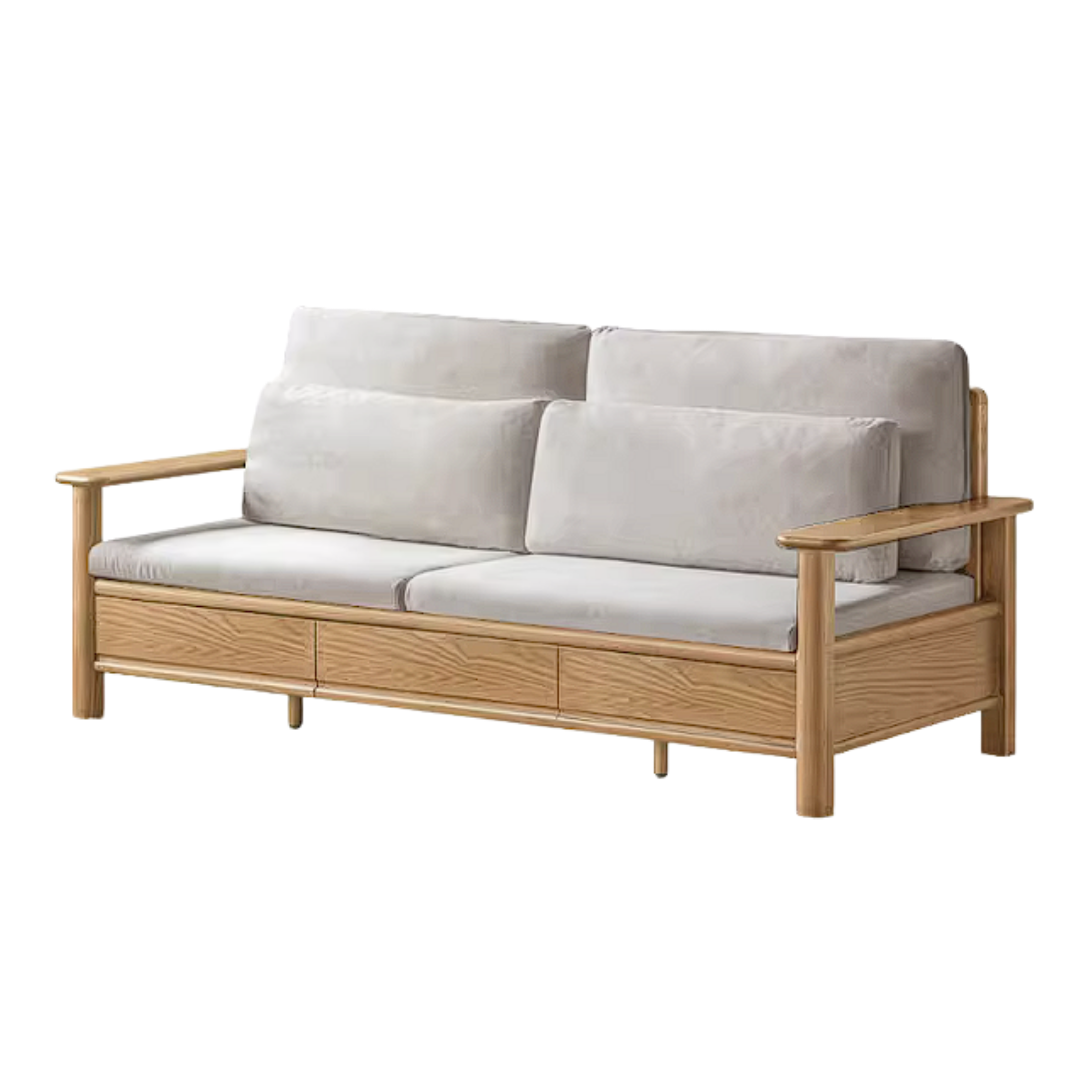 Oak Solid Wood Sofa with Storage Function Design