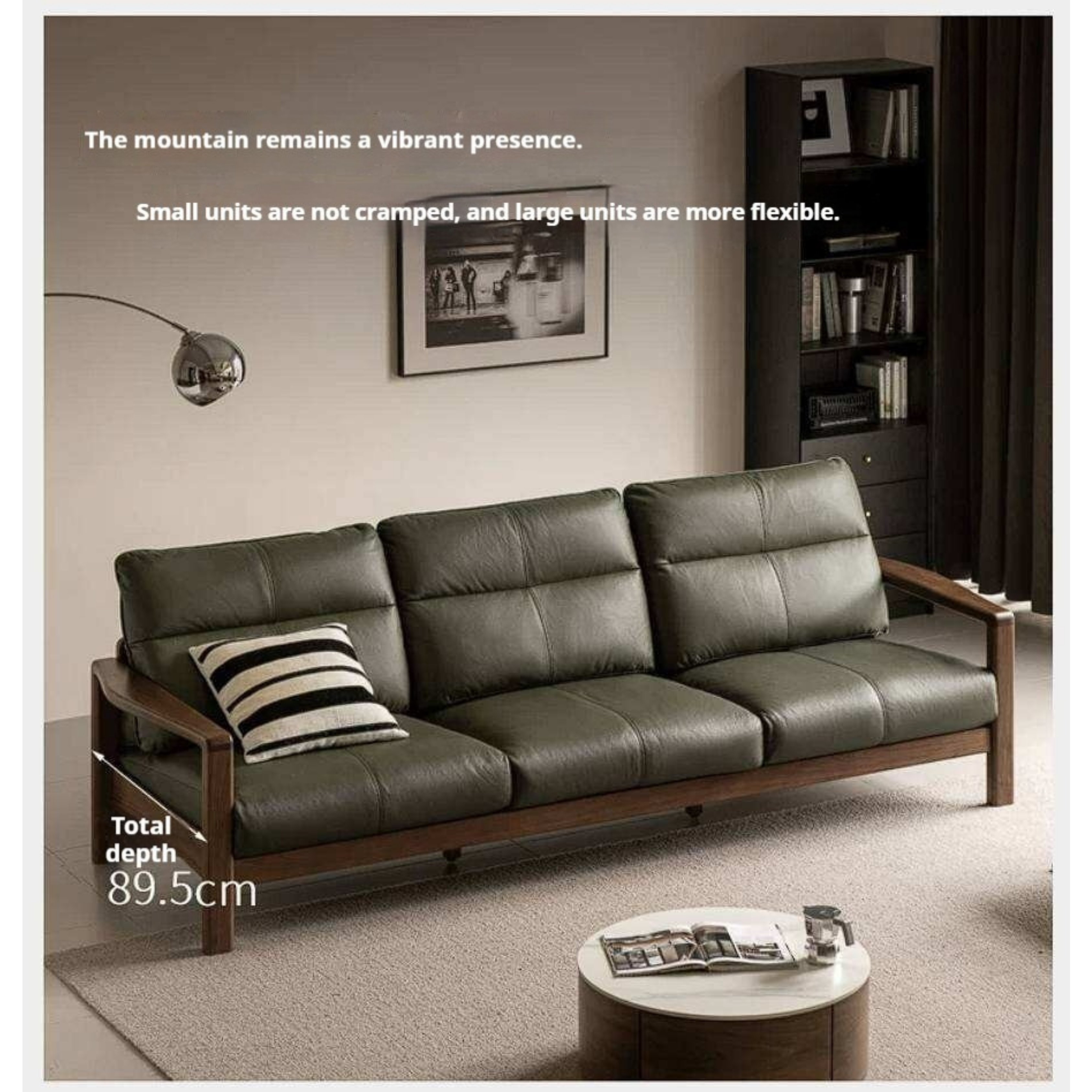 Black Walnut Solid Wood Sofa Genuine Leather with Luxury Design