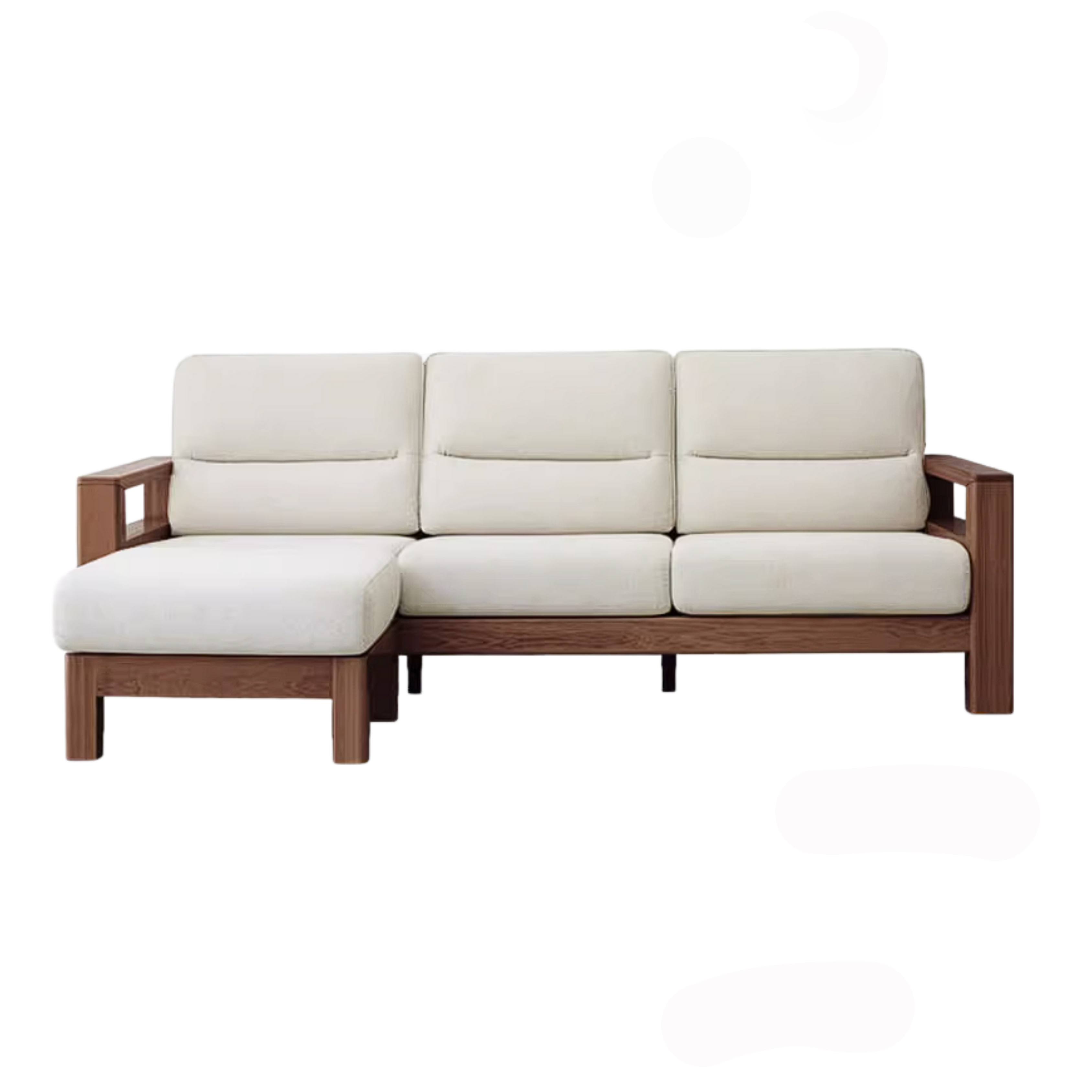 Black Walnut, Ash, Golden Sandalwood Solid Wood Corner Sofa with Fabric Upholstery