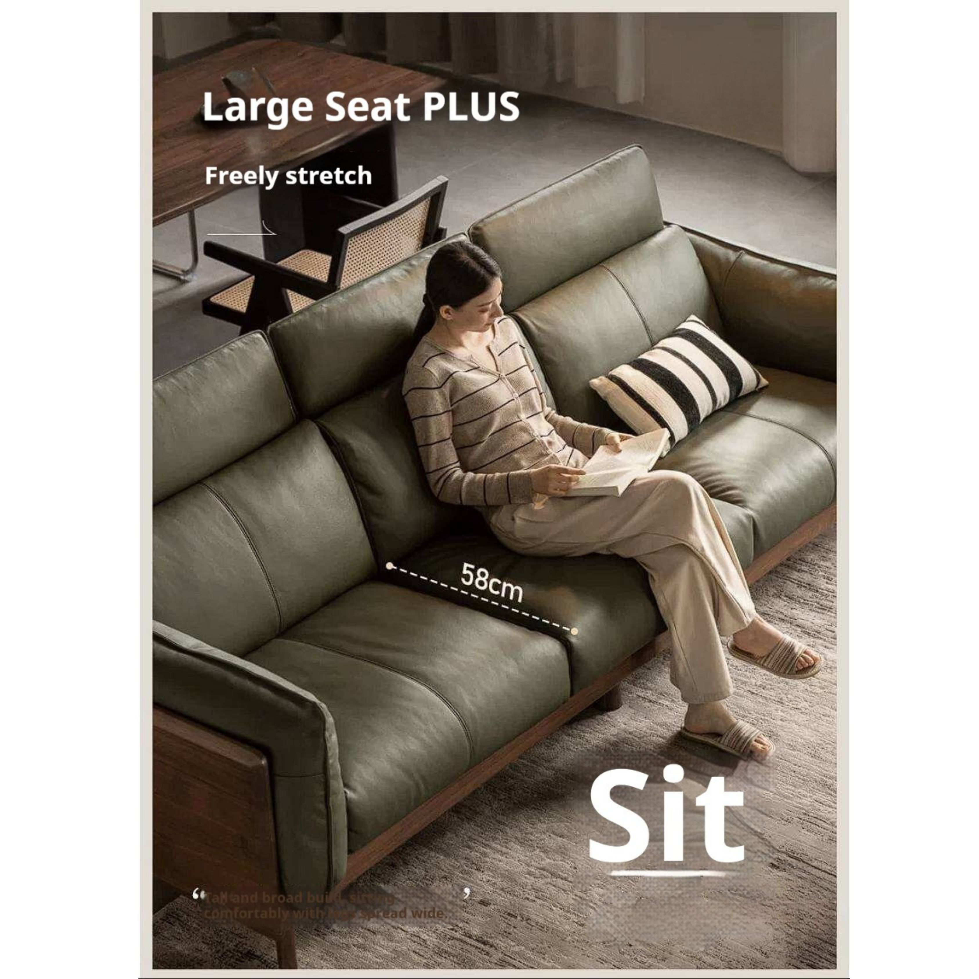 Black Walnut Solid Wood Sofa Genuine leather, fabric with Italian Light Luxury high back Design