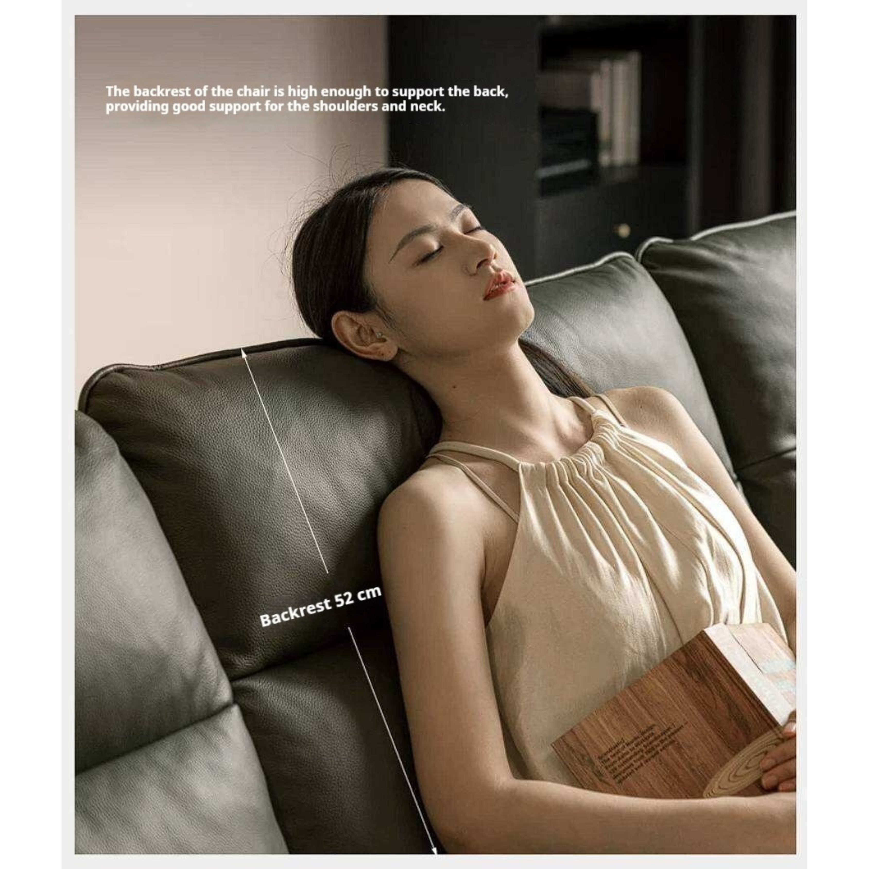 Black Walnut Solid Wood Sofa Genuine Leather with Luxury Design