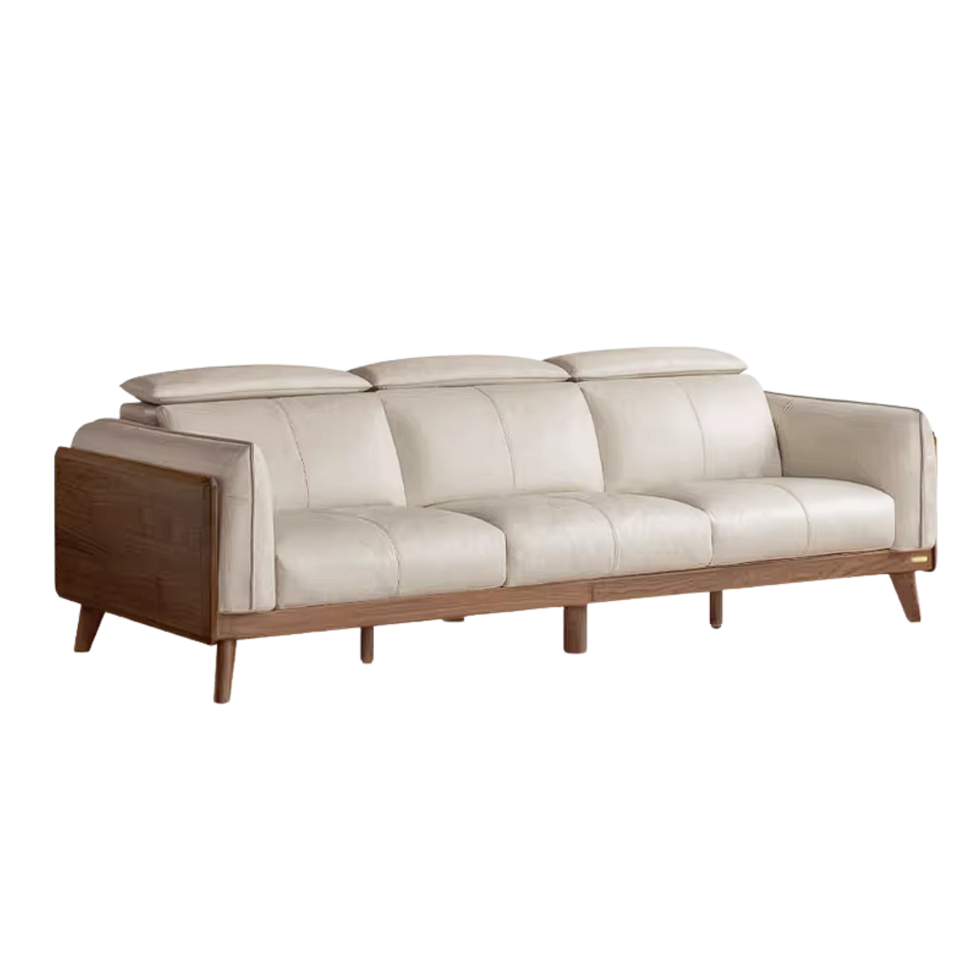 Black Walnut Solid Wood Sofa Genuine leather, fabric with Italian Light Luxury high back Design