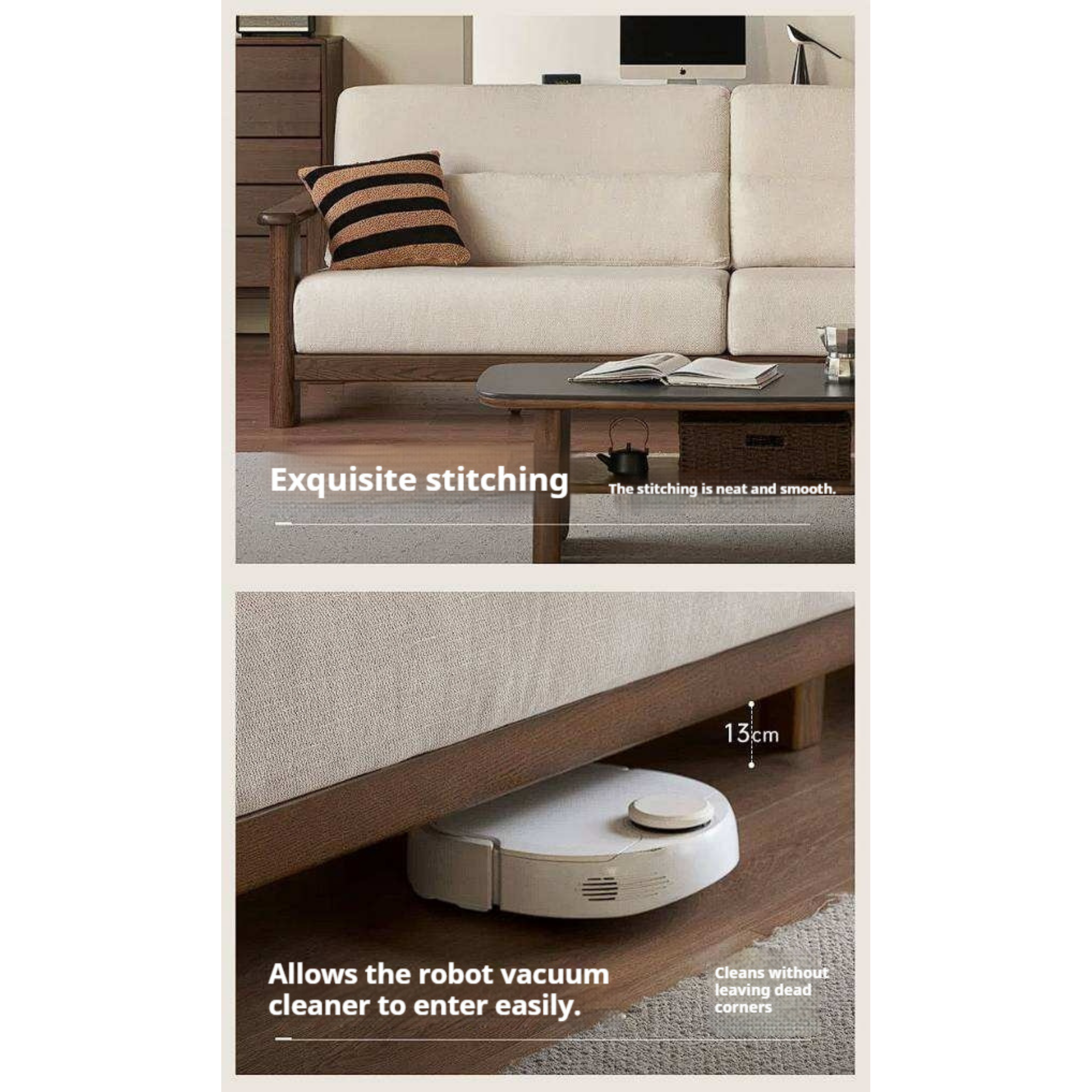 Oak Solid Wood Sofa with Modern Casual Style