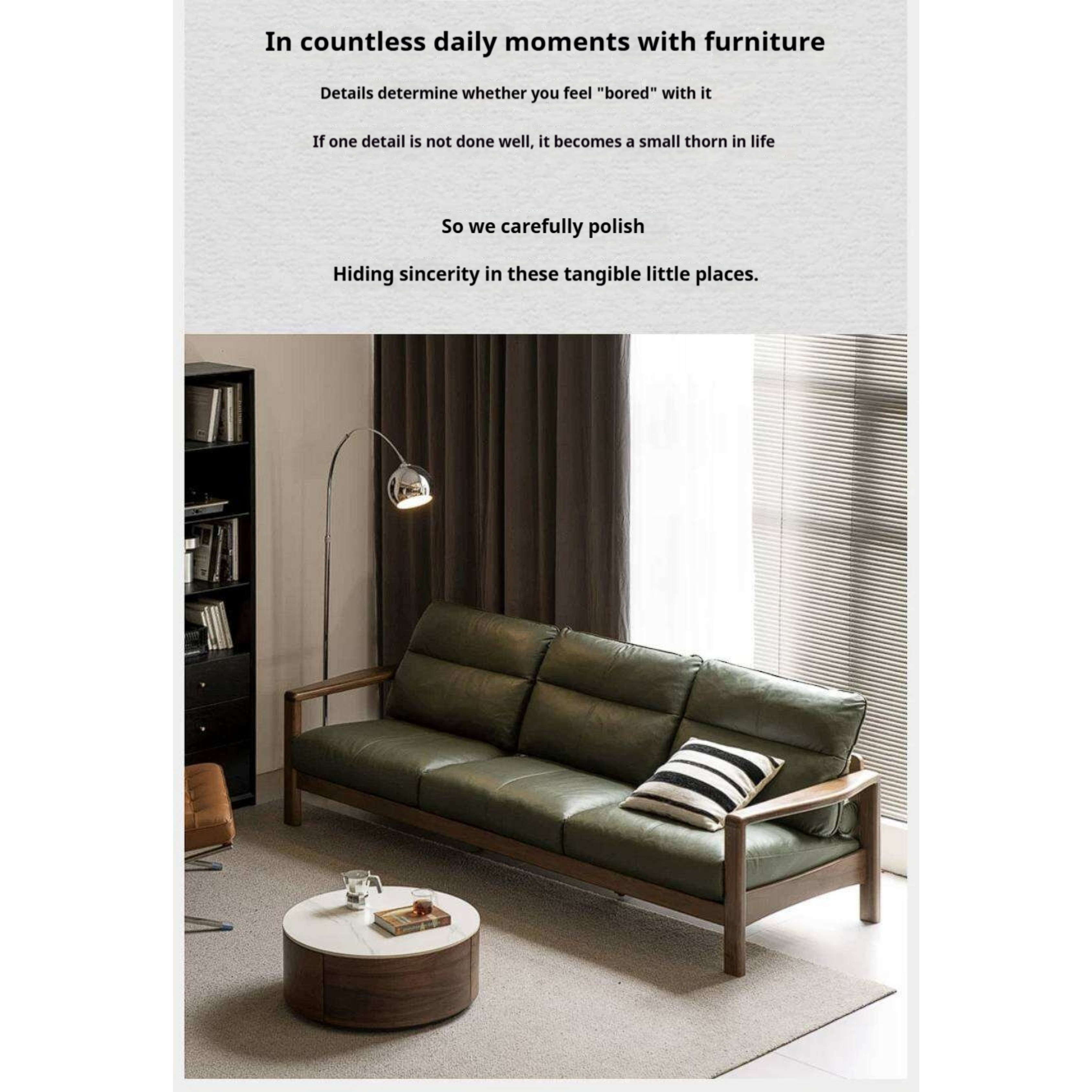 Black Walnut Solid Wood Sofa Genuine Leather with Luxury Design