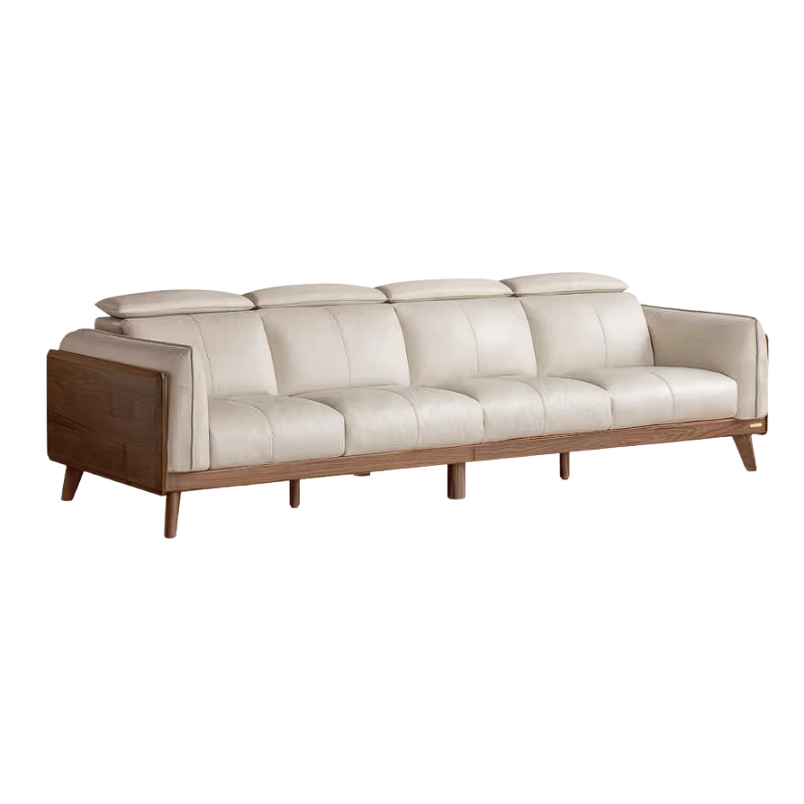 Black Walnut Solid Wood Sofa Genuine leather, fabric with Italian Light Luxury high back Design