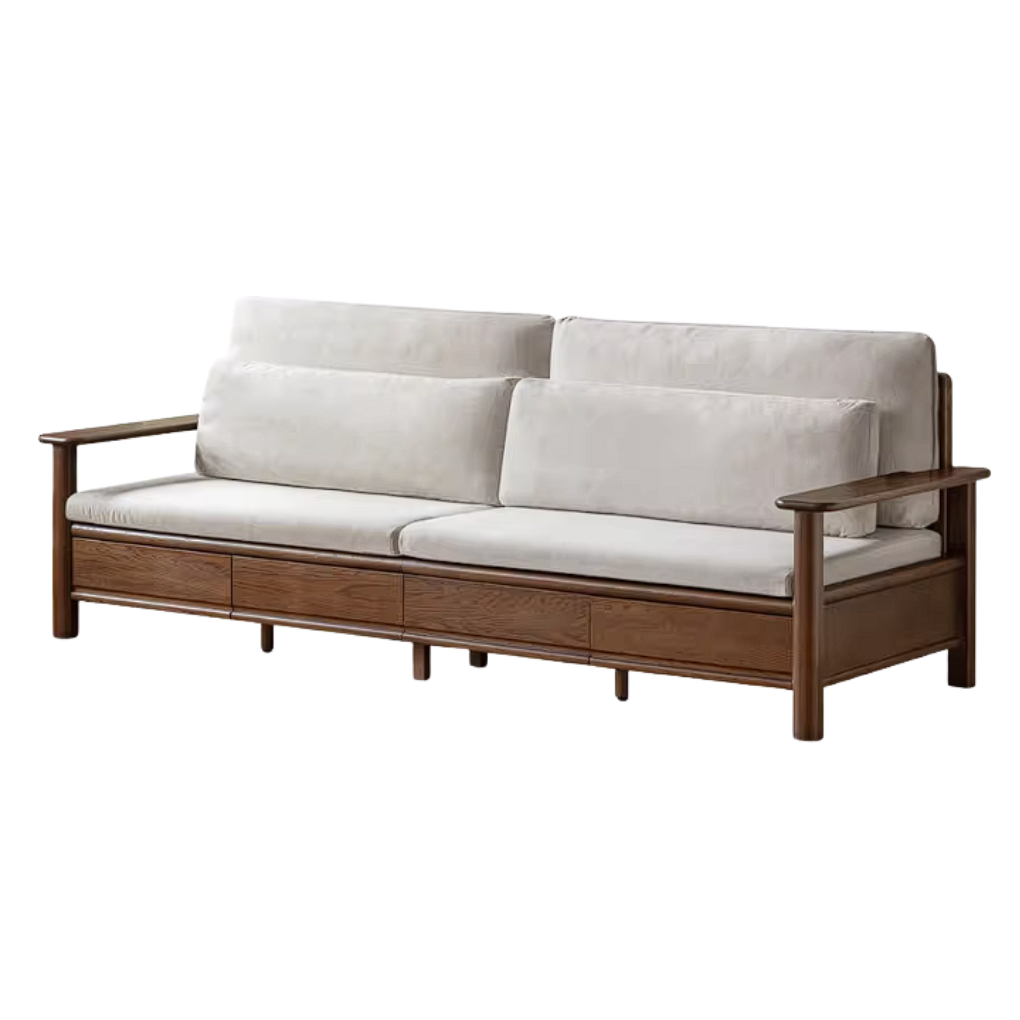 Oak Solid Wood Sofa with Storage Function Design