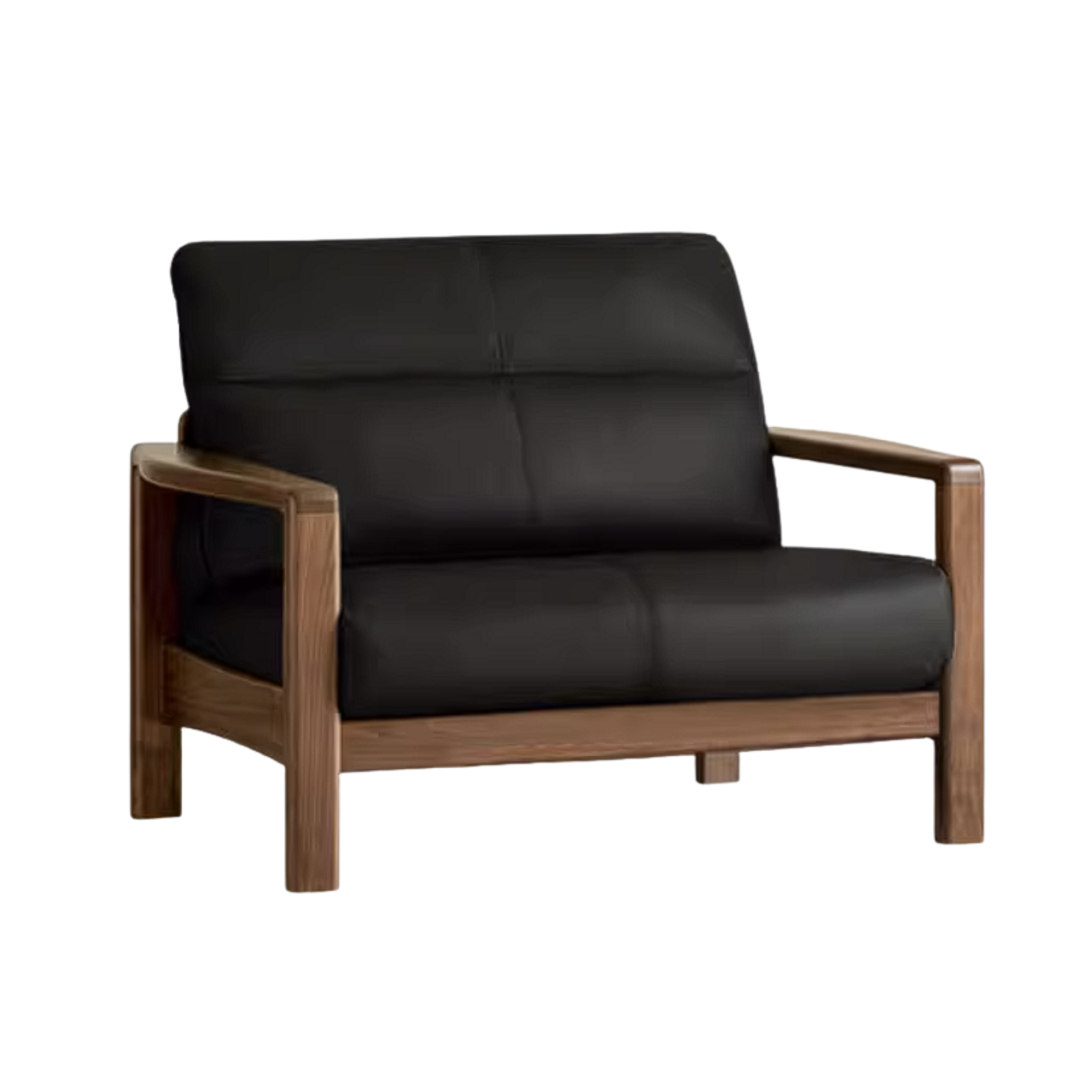 Black Walnut Solid Wood Sofa Genuine Leather with Luxury Design