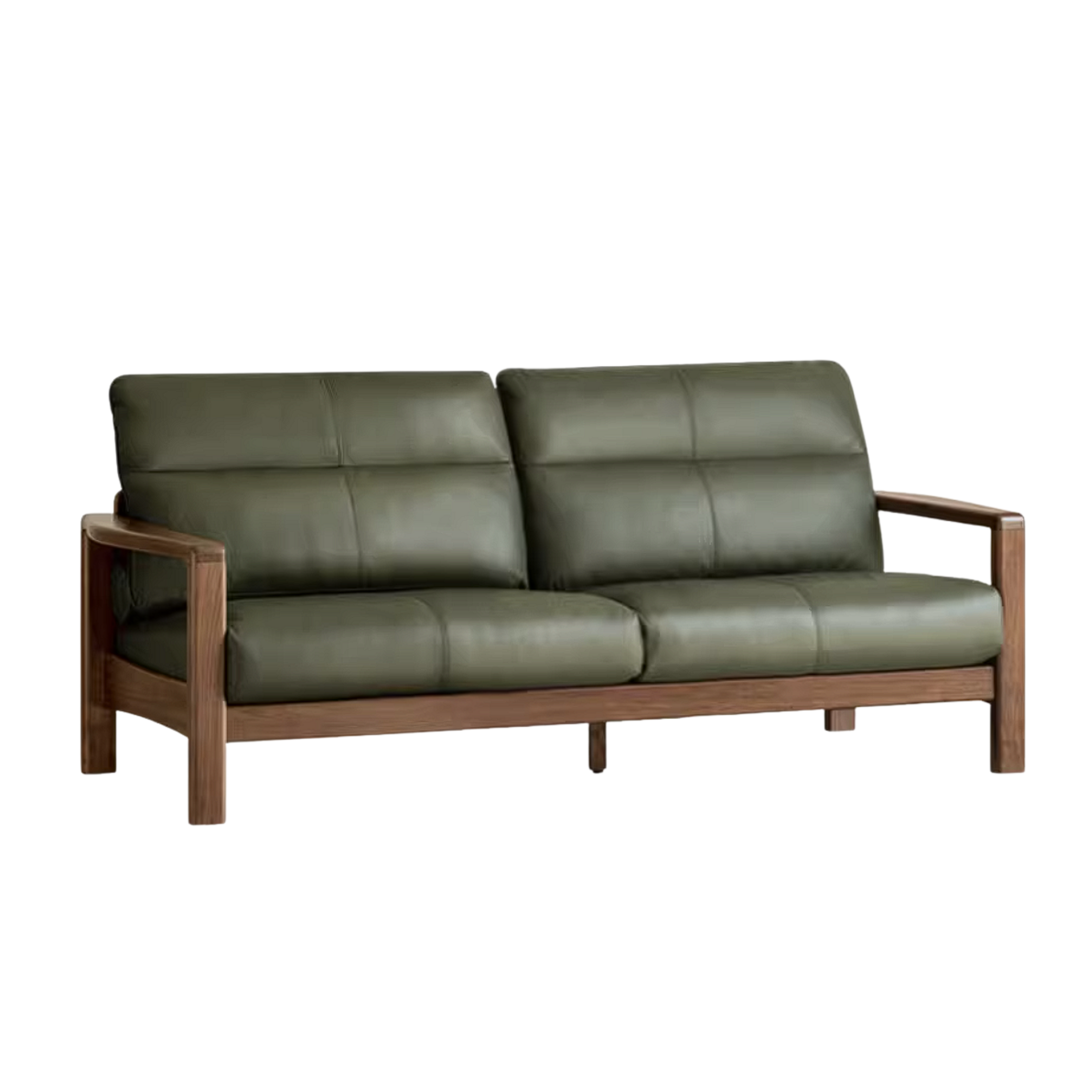 Black Walnut Solid Wood Sofa Genuine Leather with Luxury Design