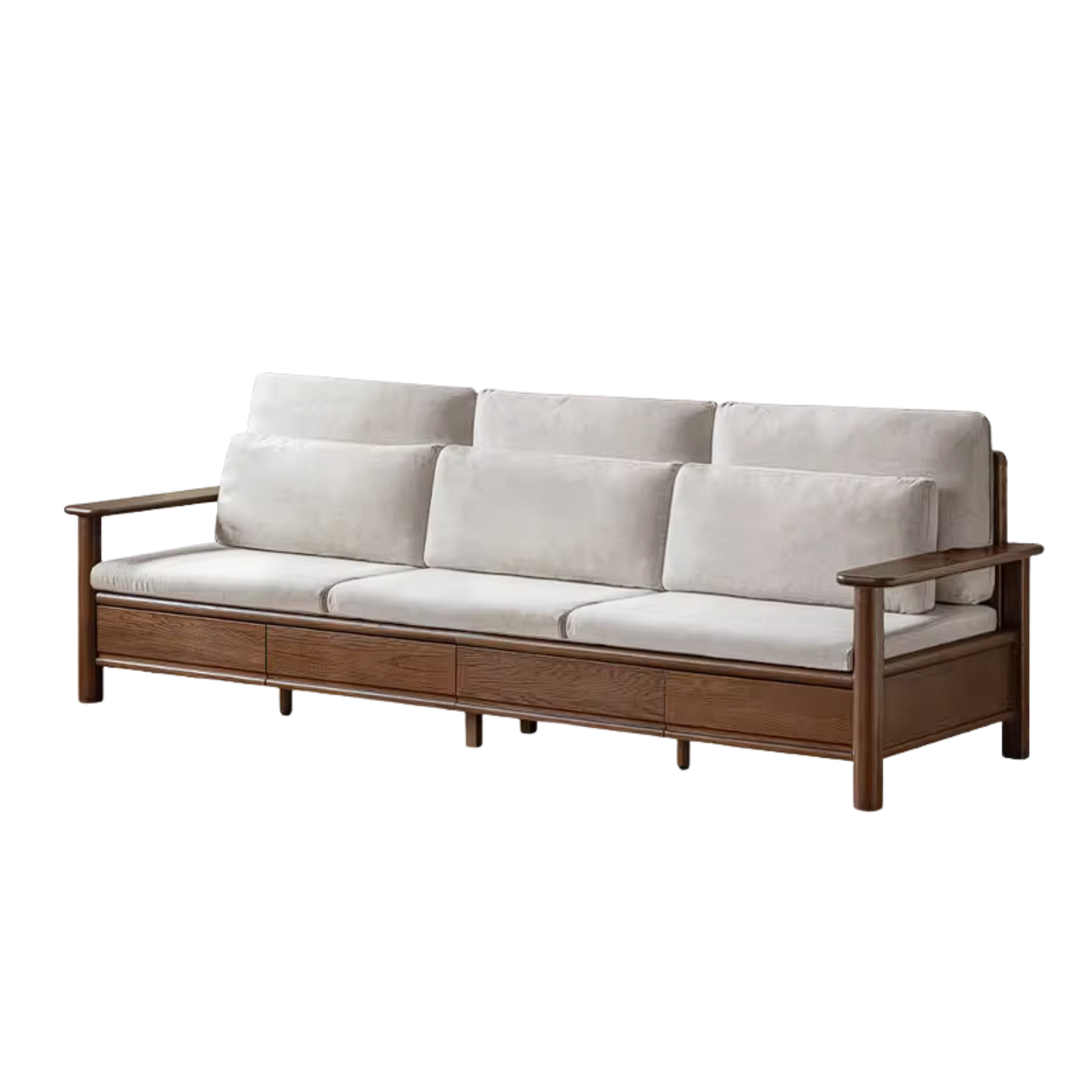 Oak Solid Wood Sofa with Storage Function Design