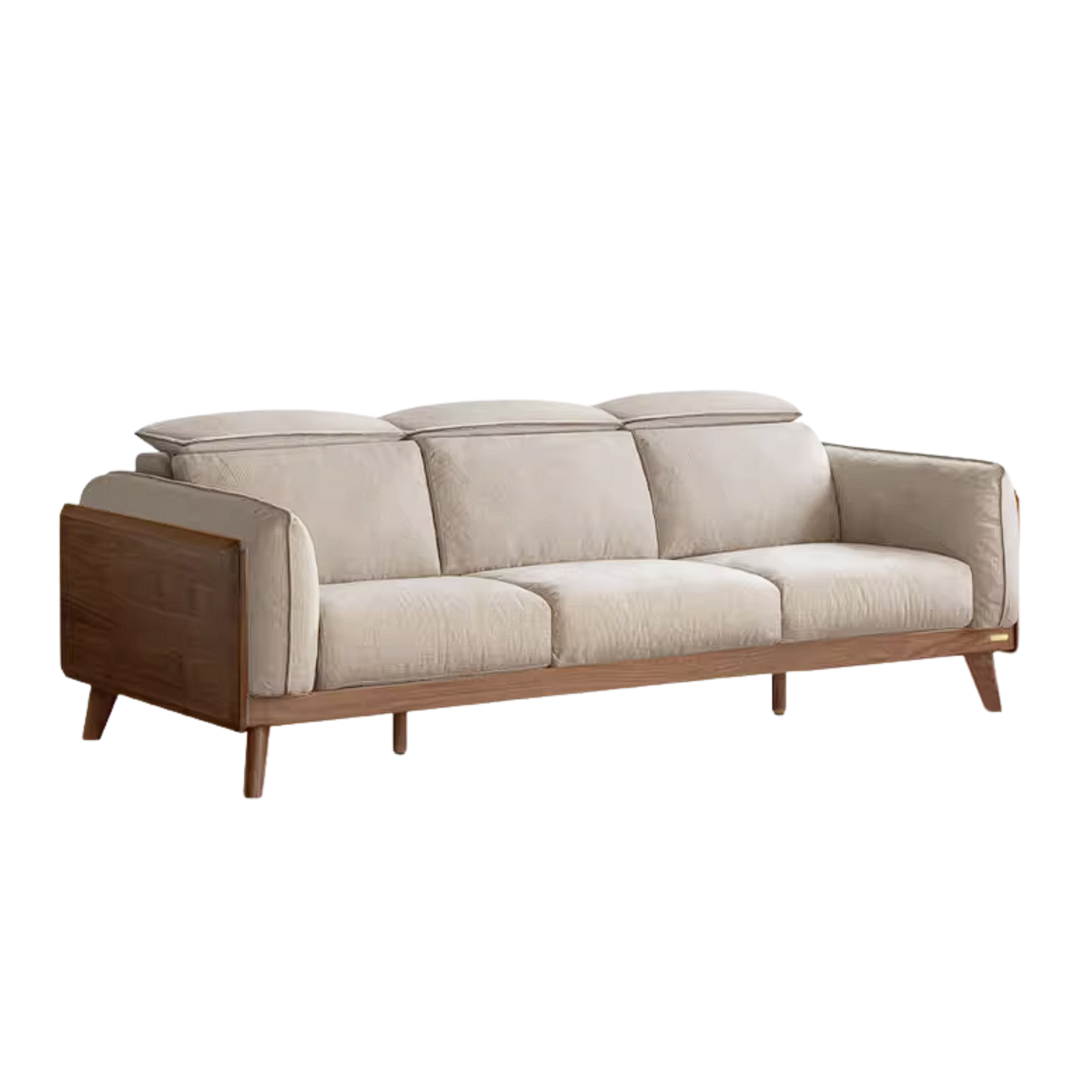 Black Walnut Solid Wood Sofa Genuine leather, fabric with Italian Light Luxury high back Design