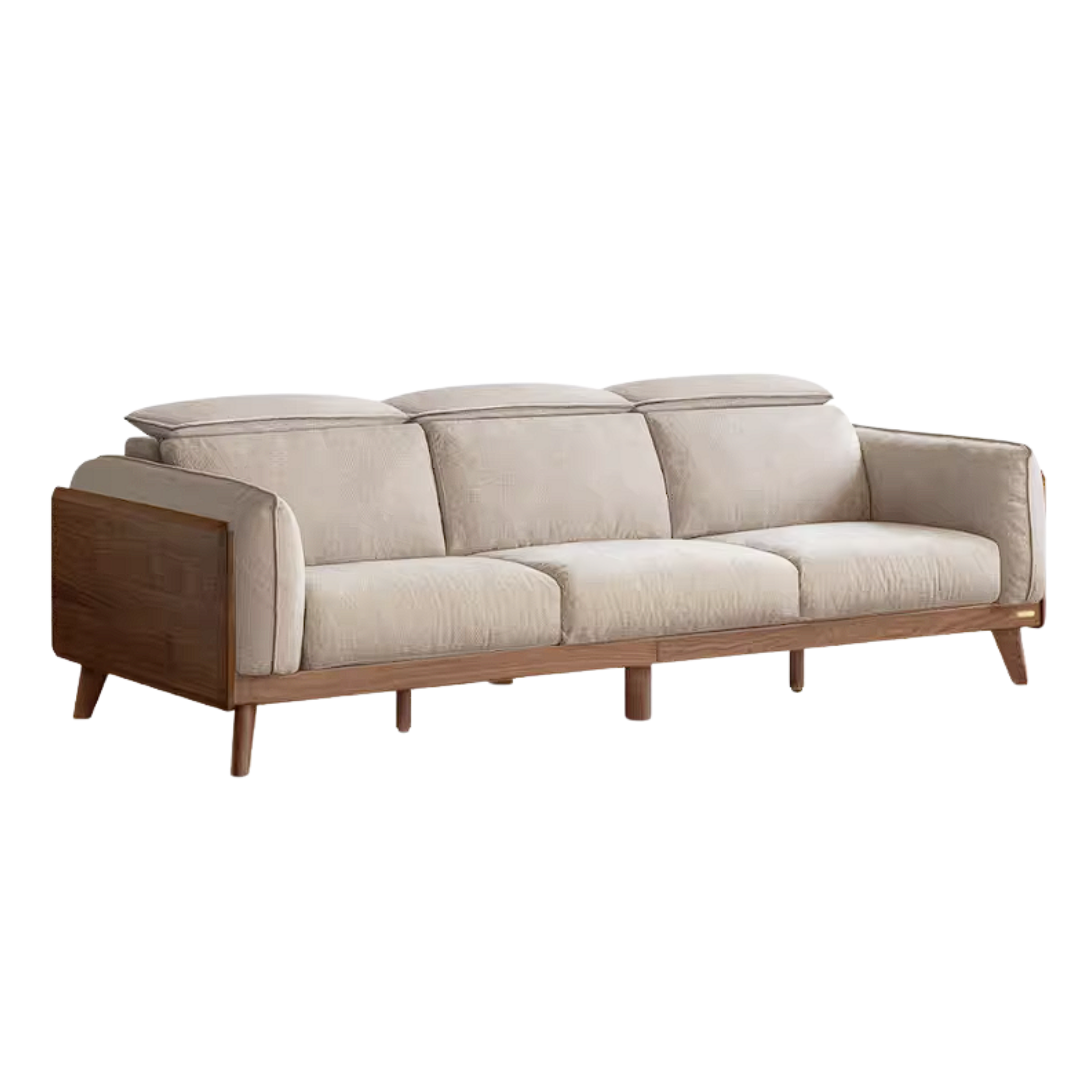 Black Walnut Solid Wood Sofa Genuine leather, fabric with Italian Light Luxury high back Design