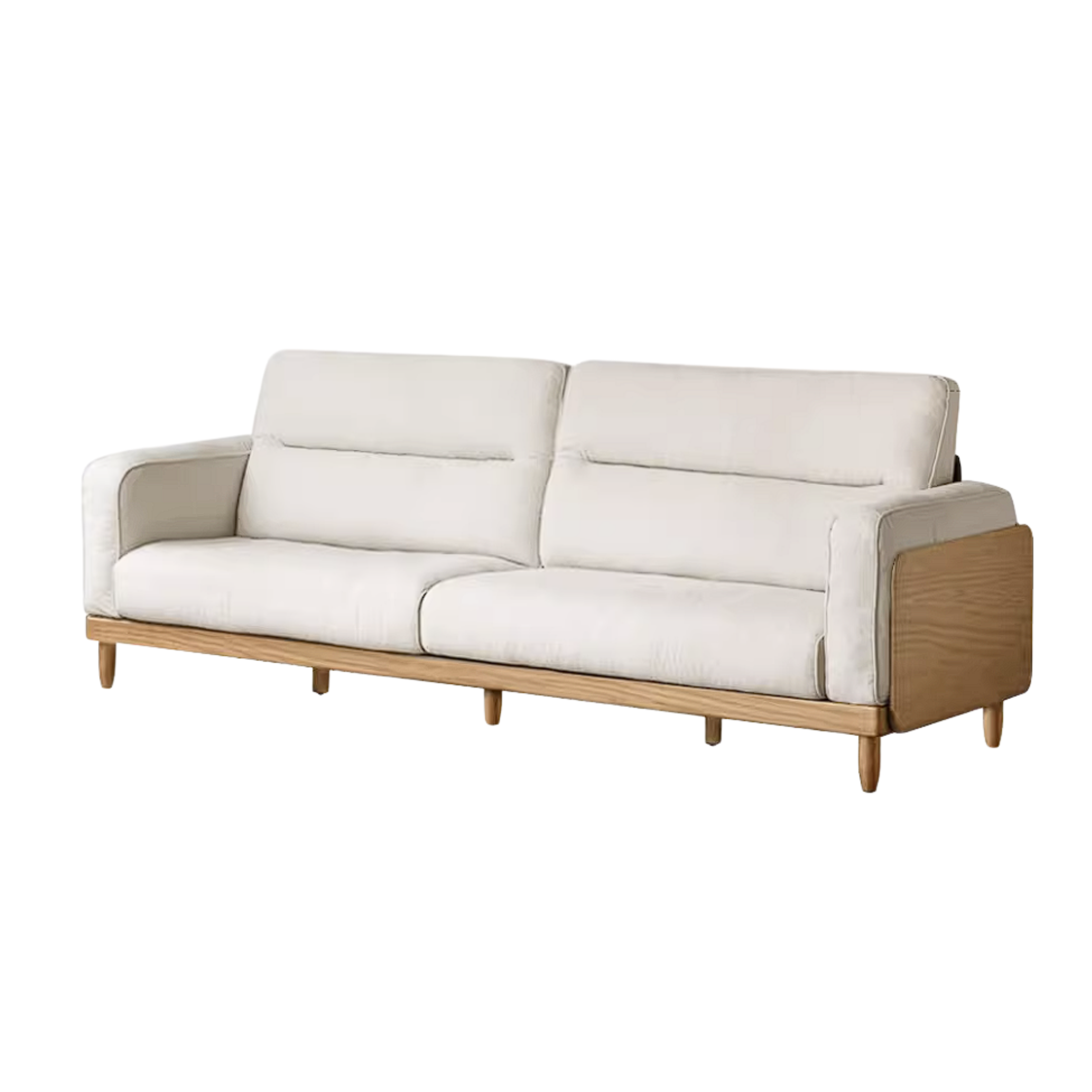 Oak, Ash Solid Wood Sofa with Exposed Wood Frame Arms