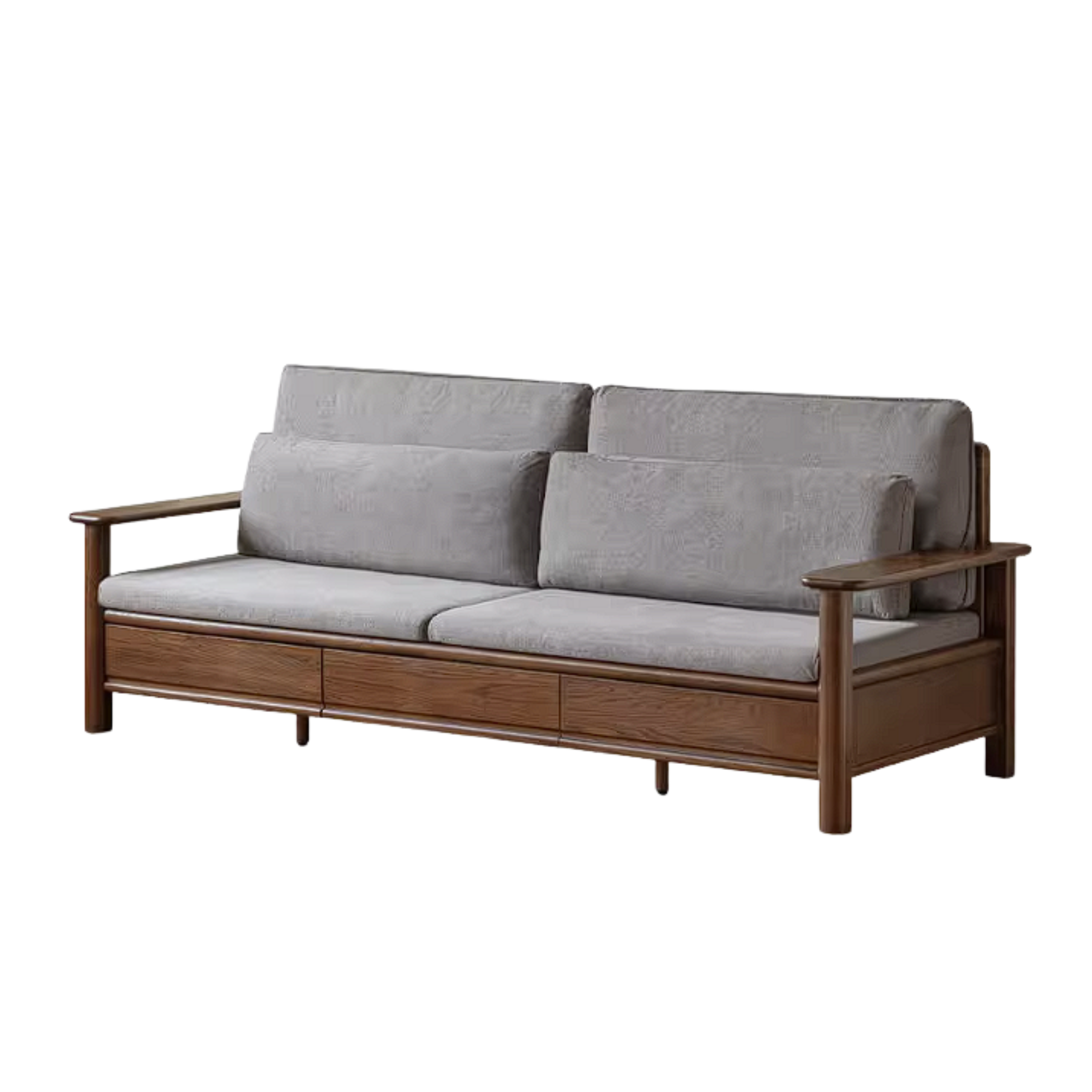 Oak Solid Wood Sofa with Storage Function Design