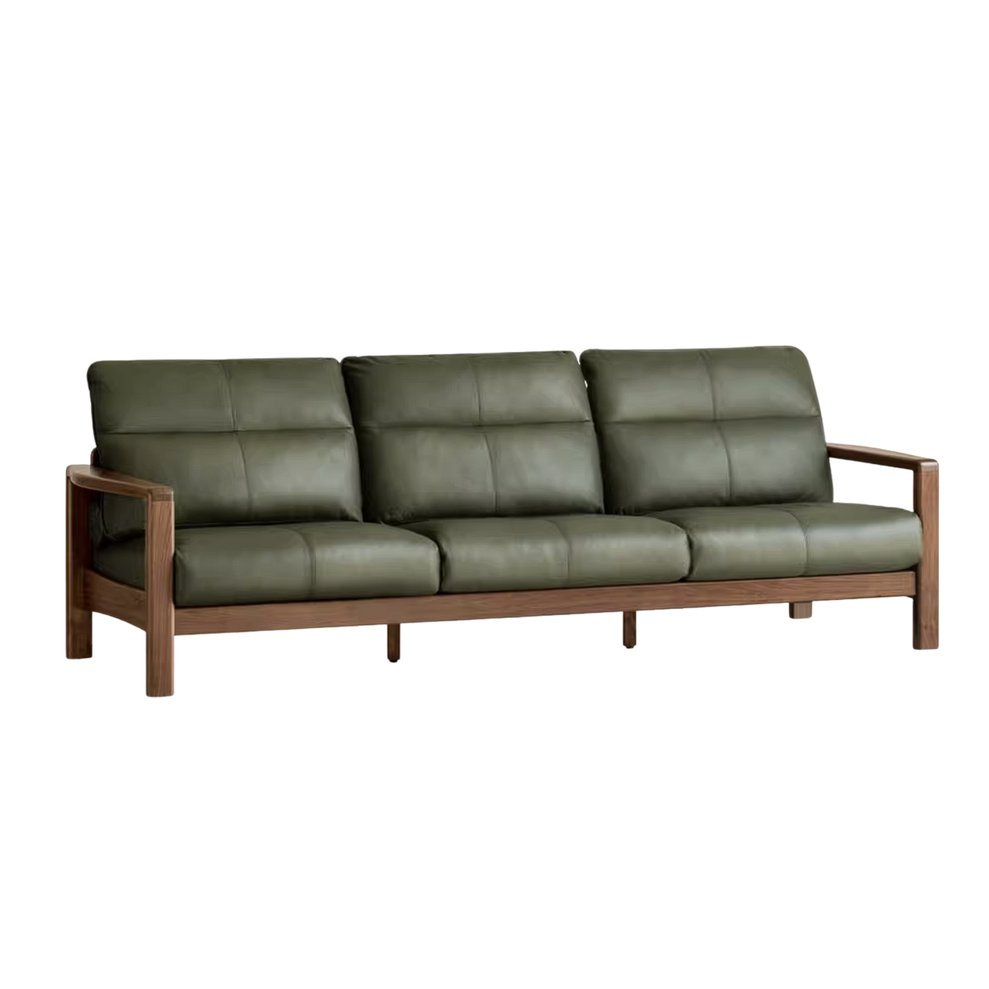 Black Walnut Solid Wood Sofa Genuine Leather with Luxury Design