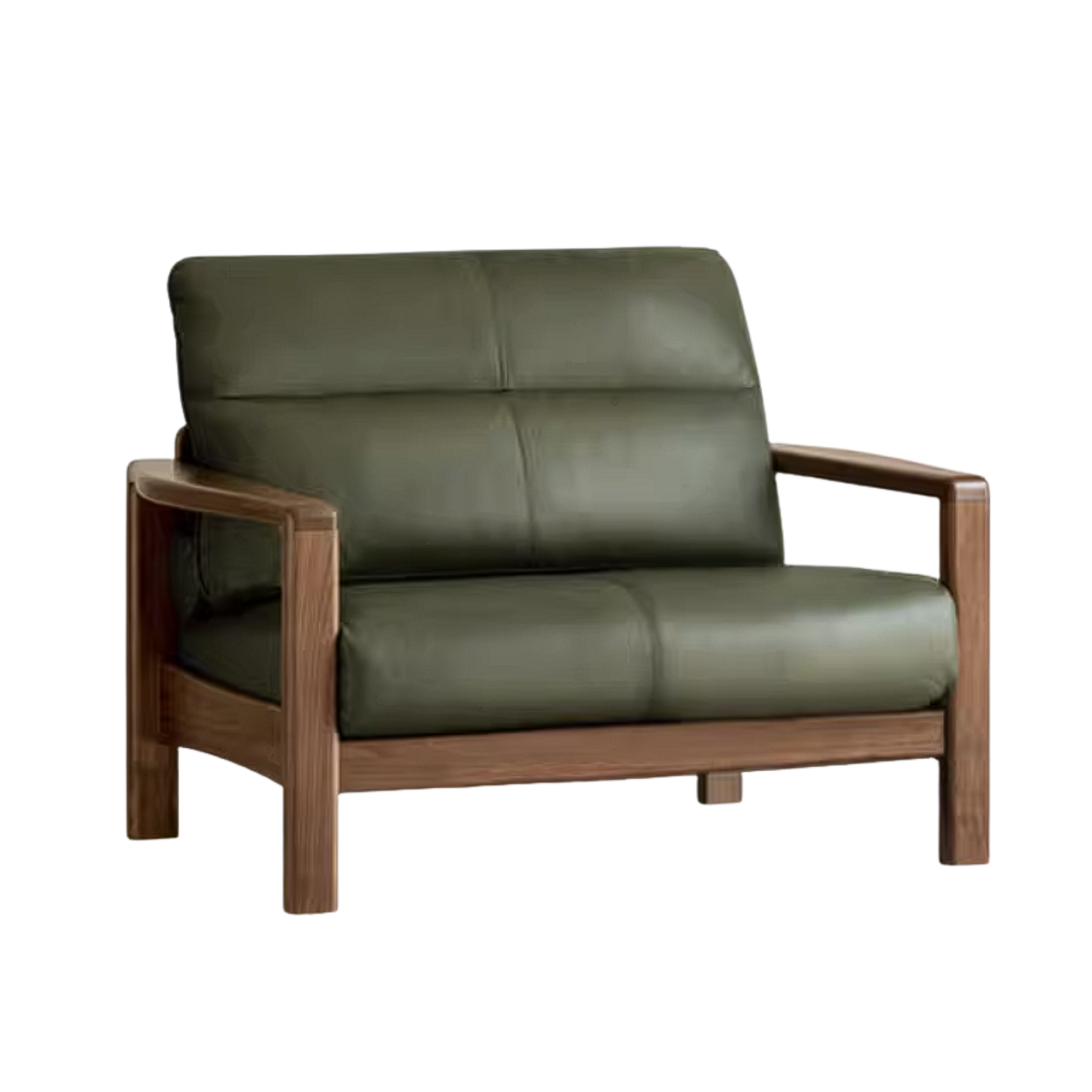 Black Walnut Solid Wood Sofa Genuine Leather with Luxury Design