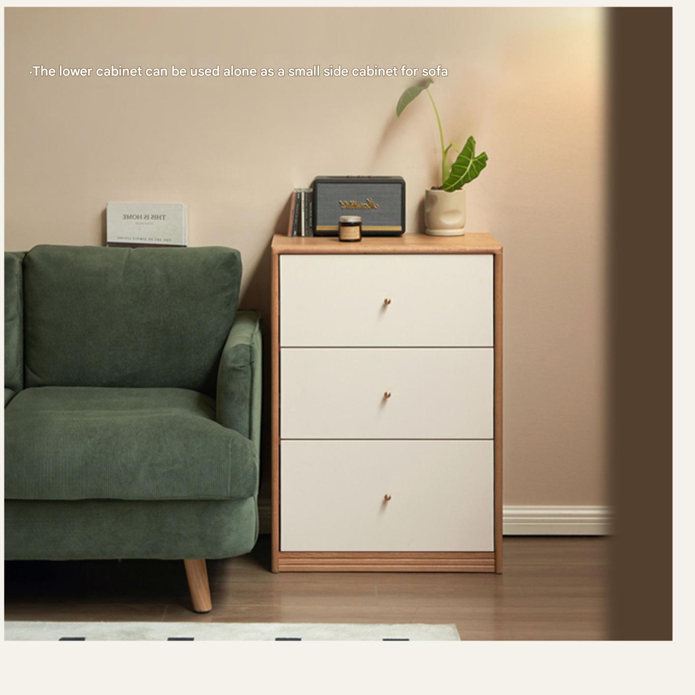 Solid Rubberwood, Oak Solid Wood Combination Bookcase.