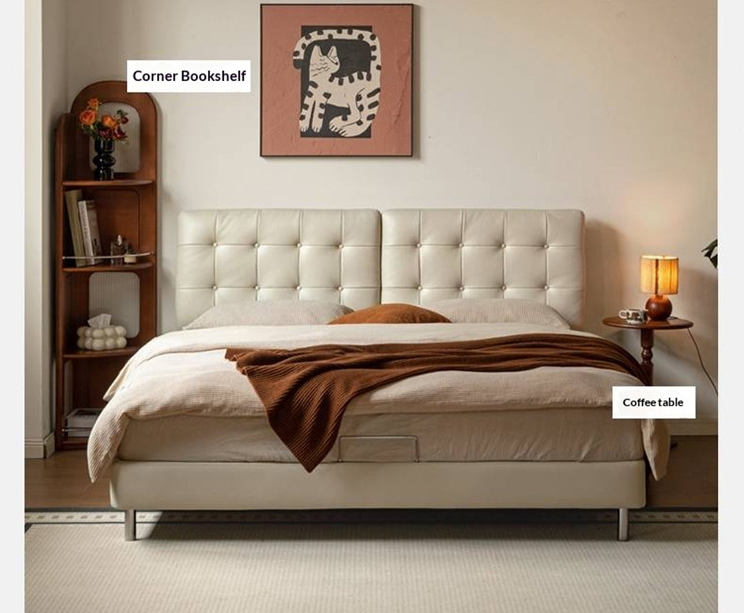 Genuine Leather Bed in Light Luxury Style