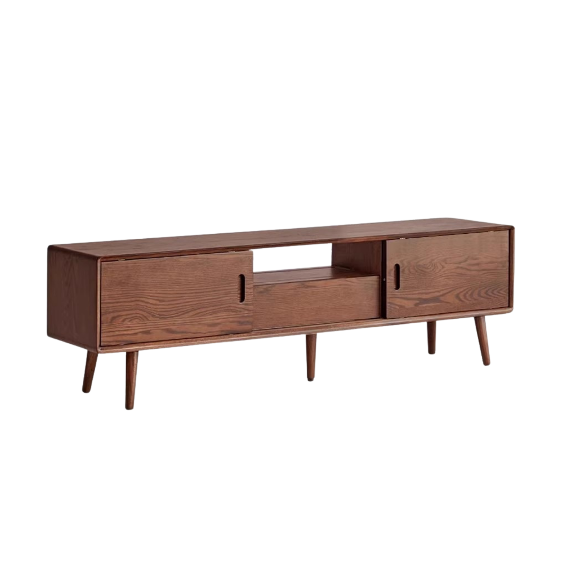 Solid Rubberwood Scandinavian TV Stand