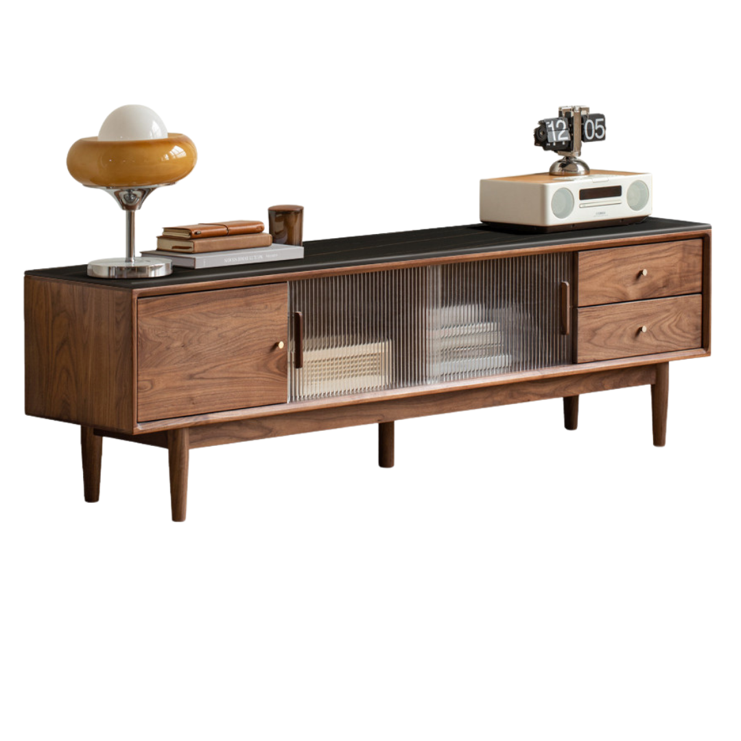 Black Walnut, Teak solid wood TV Cabinet.