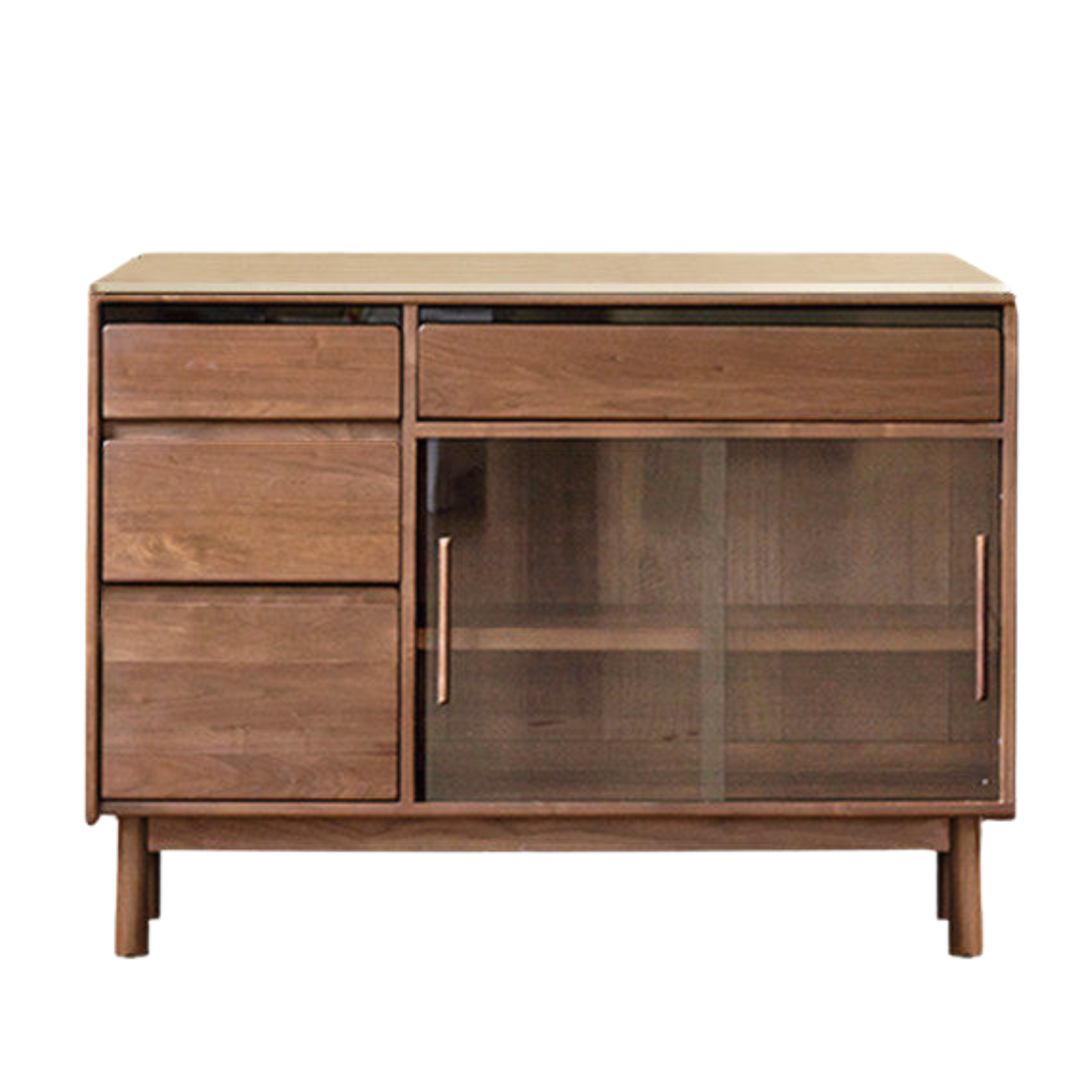 Black Walnut, Sandalwood Solid Wood Light Luxury Rock Plate Sideboard