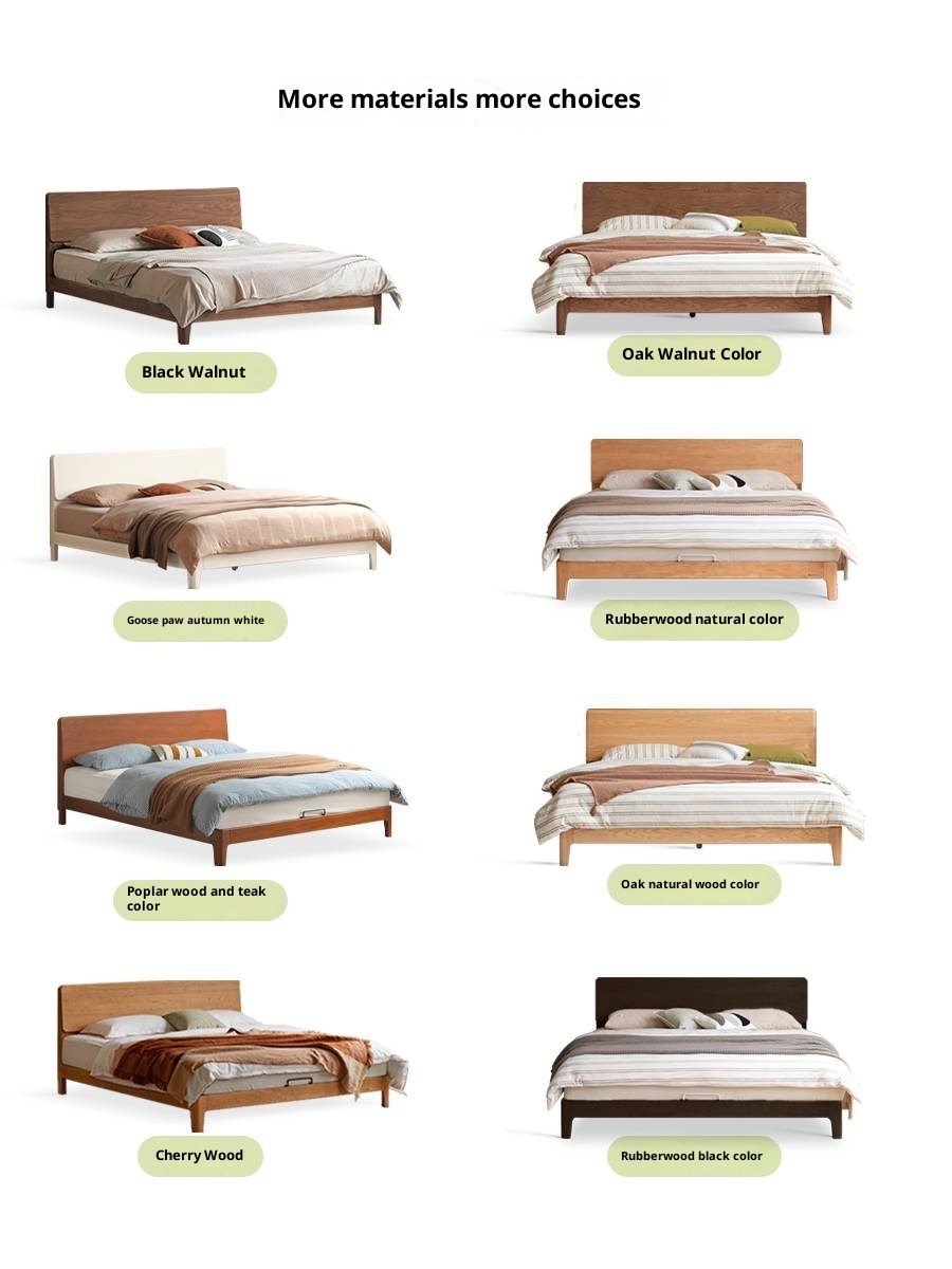 North American Black Walnut, Oak, Catalpa Solid Wood Modern Minimalist Bed
