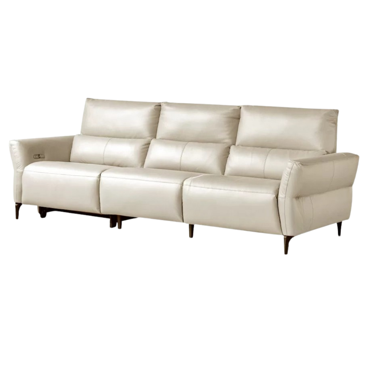 Genuine Leather Power Reclining Sofa with High Back, Single or Dual Power Recliners & USB Charging