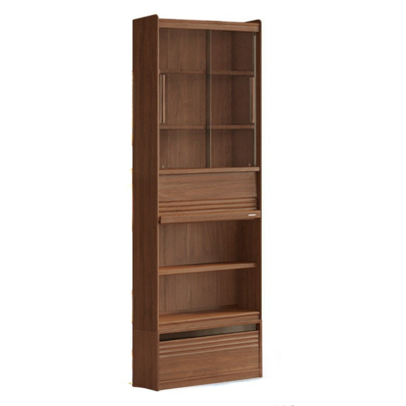 Black Walnut Solid Wood Combination Bookcase with Wall Storage and Floor Display