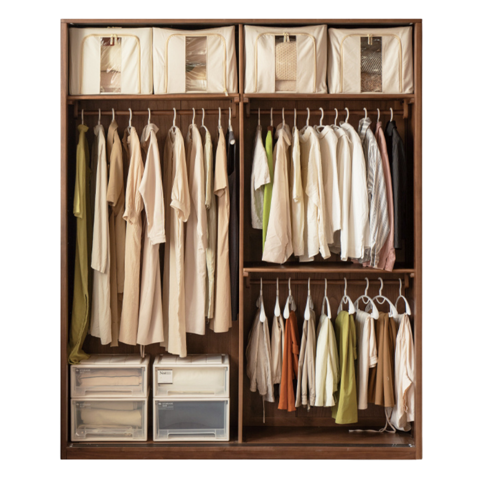 Black Walnut Solid Wood Sliding Door Wardrobe.