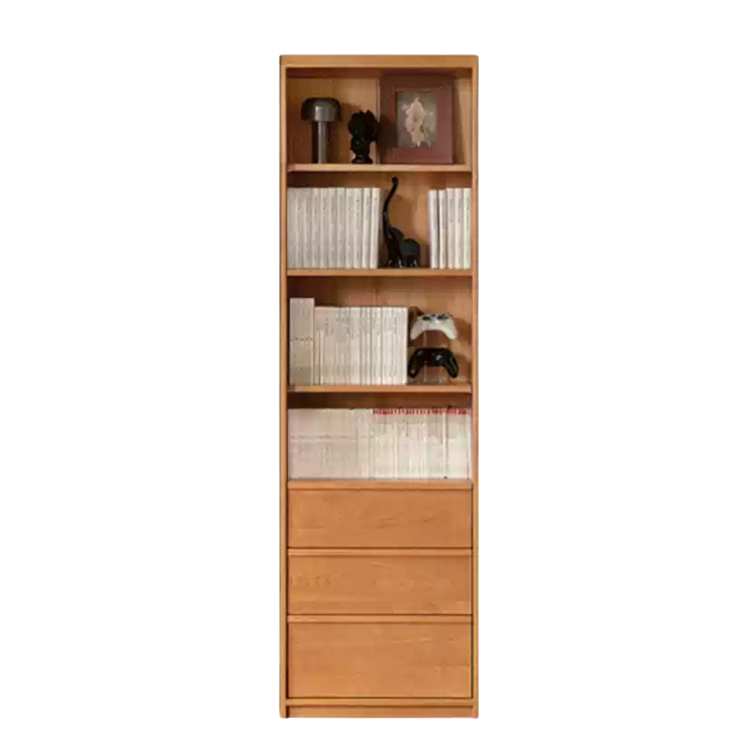 Cherry Solid Wood Bookcase Display Storage Cabinet for Study