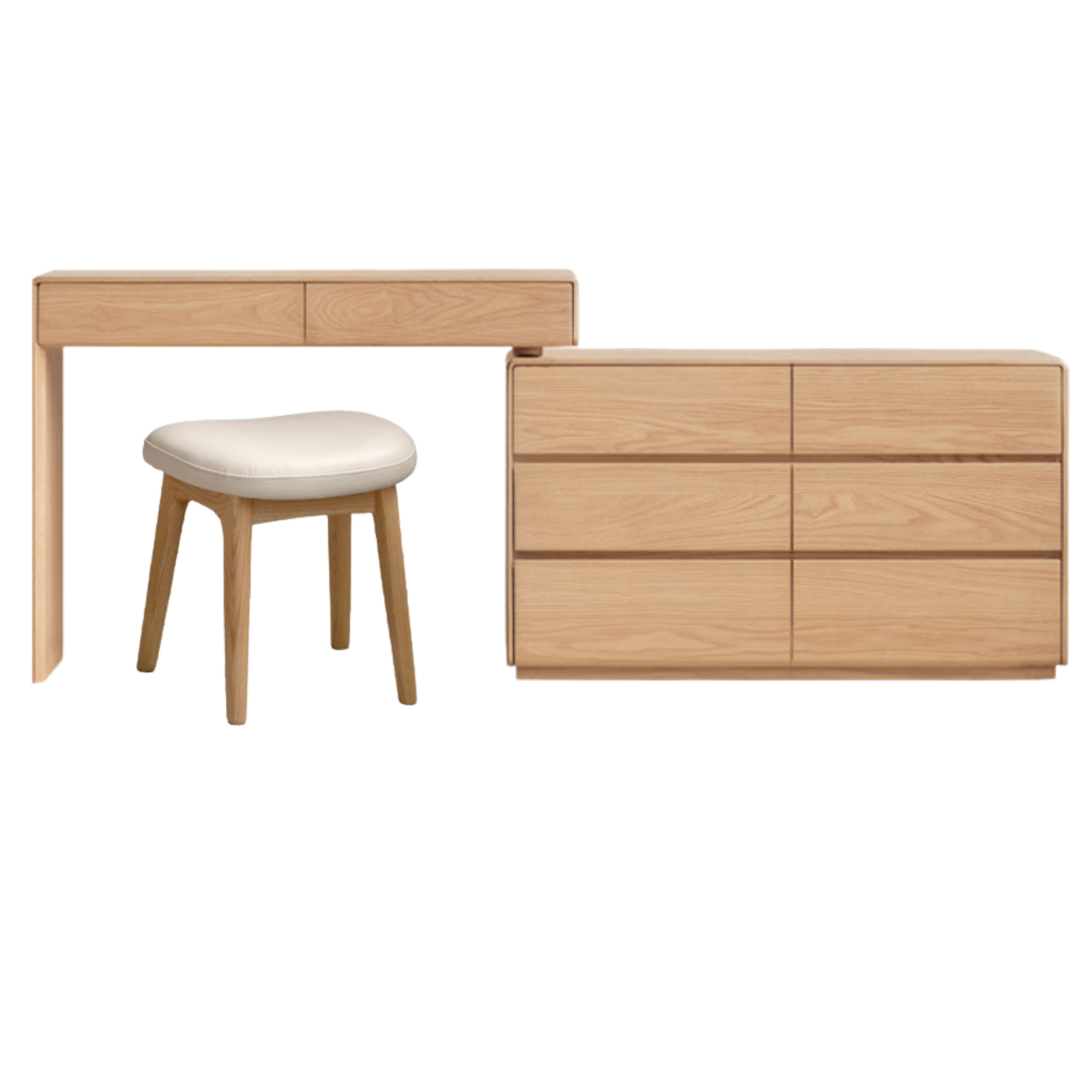 Oak, Ash Solid Wood Retractable Vanity Table Storage Cabinet.