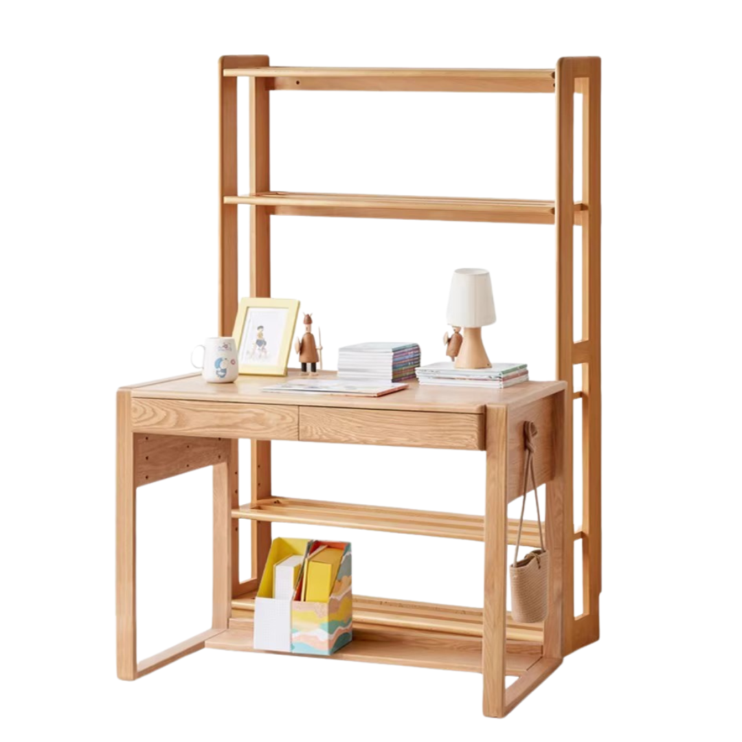 Beech, Oak Solid Wood Floor-To-Ceiling Bookshelf, Toy Storage
