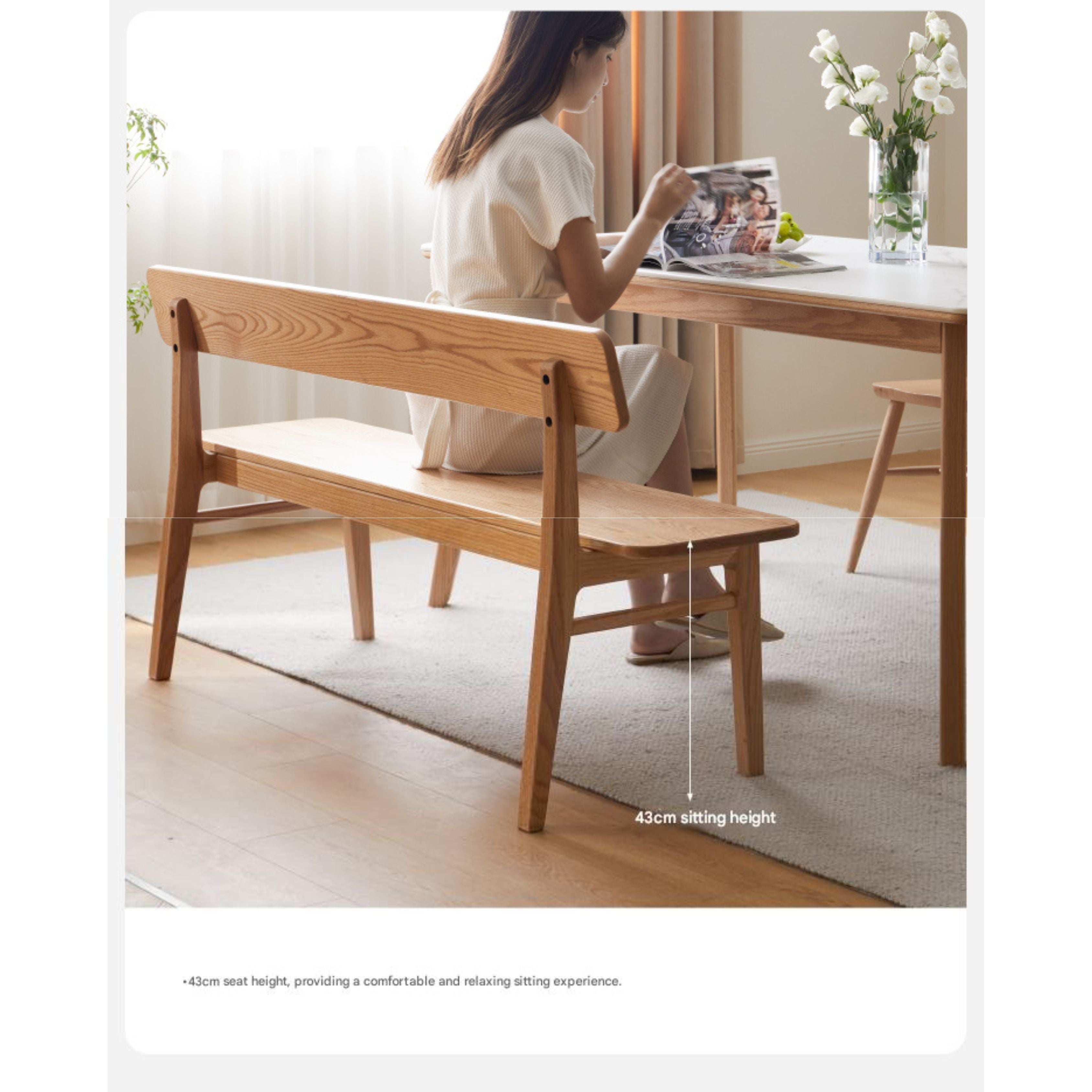 Ash, Oak Solid Wood Nordic Long Bench