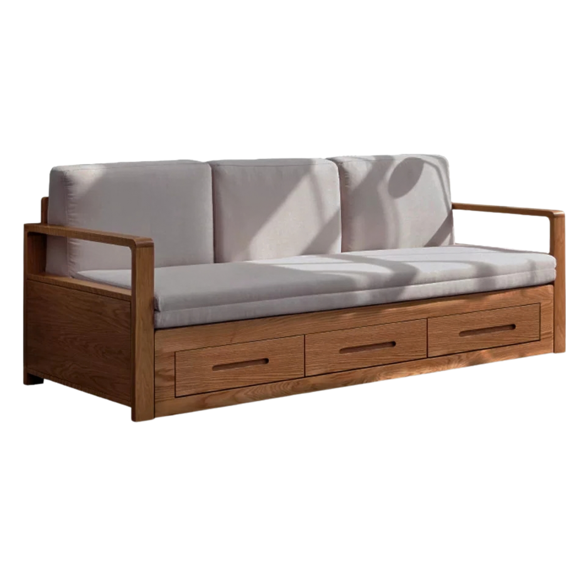 Oak, Ash Solid Wood Wood Daybed with Trundle and Storage Drawers