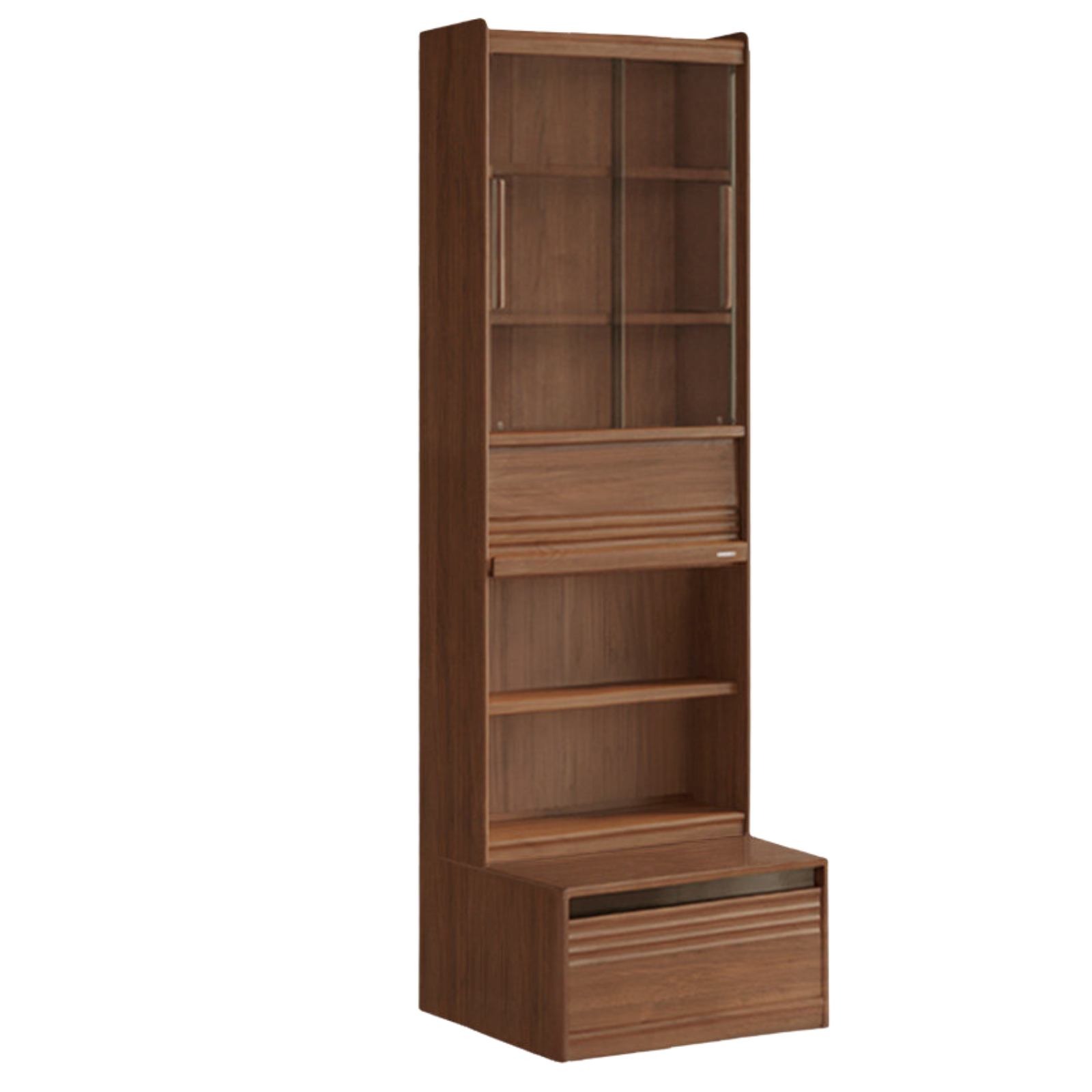 Black Walnut, Sandalwood, Oak, Ash Solid Wood Combination Bookcase with Floor Display and Luxury Storage